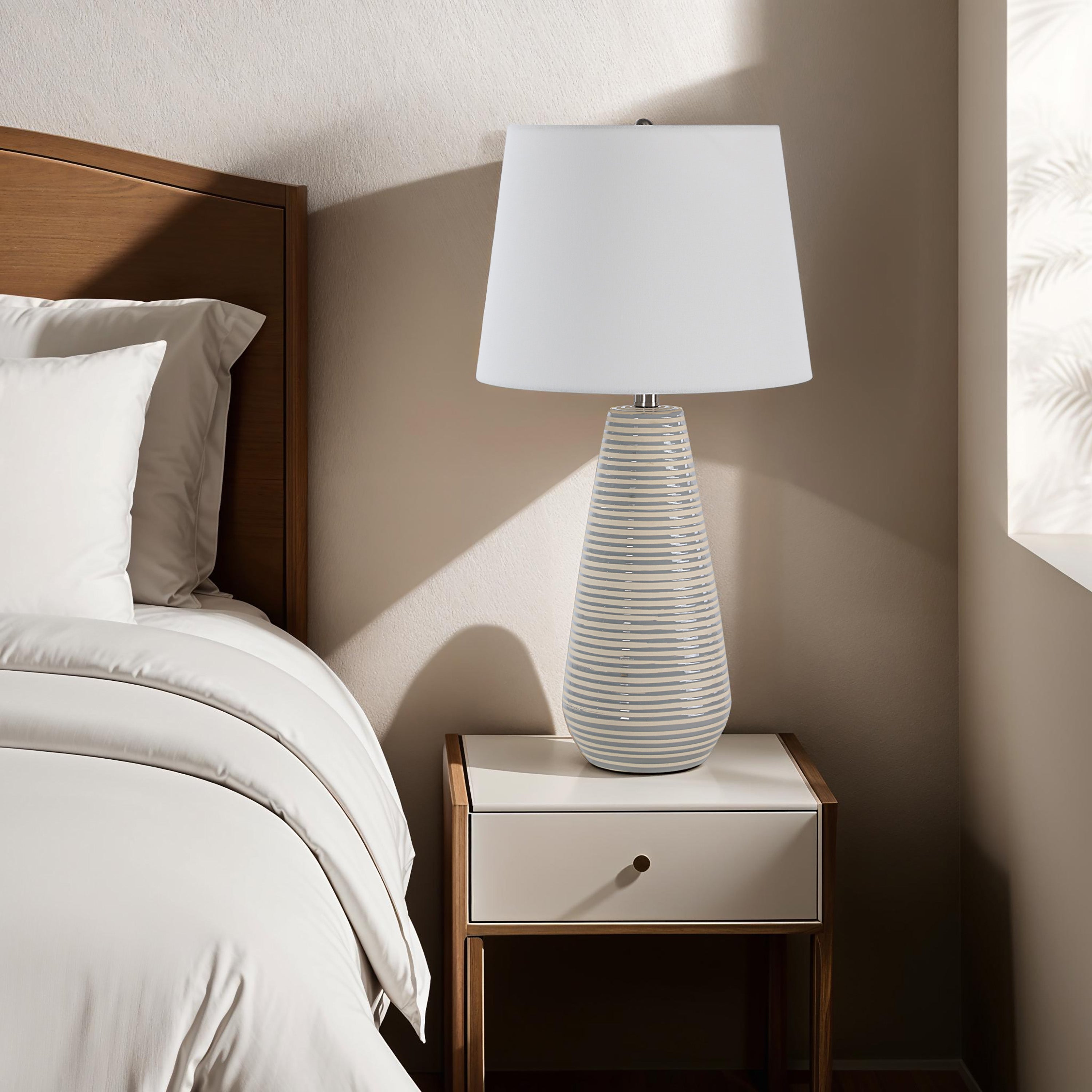 Pera 26.25" Table Lamp, Grey Ceramic-Table Lamp-DECOROLALA