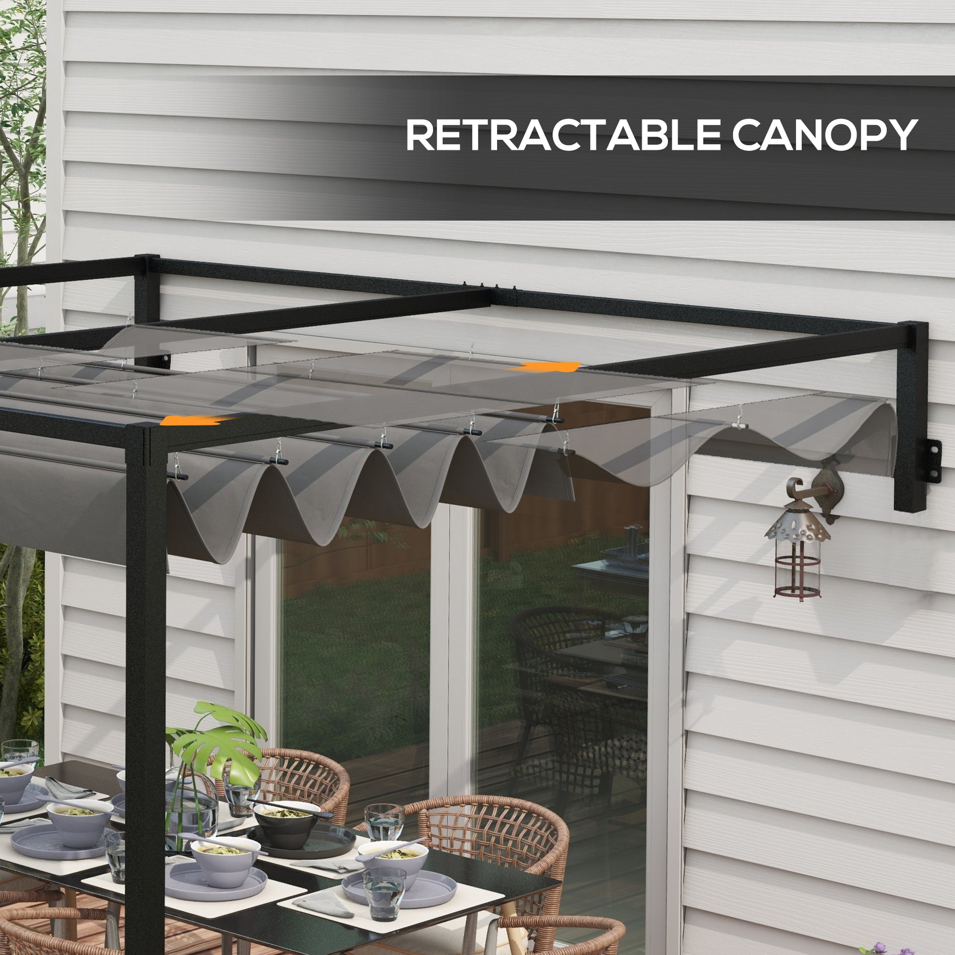Pergola 10' x 7' Retractable Roof Dark Grey-DECOROLALA