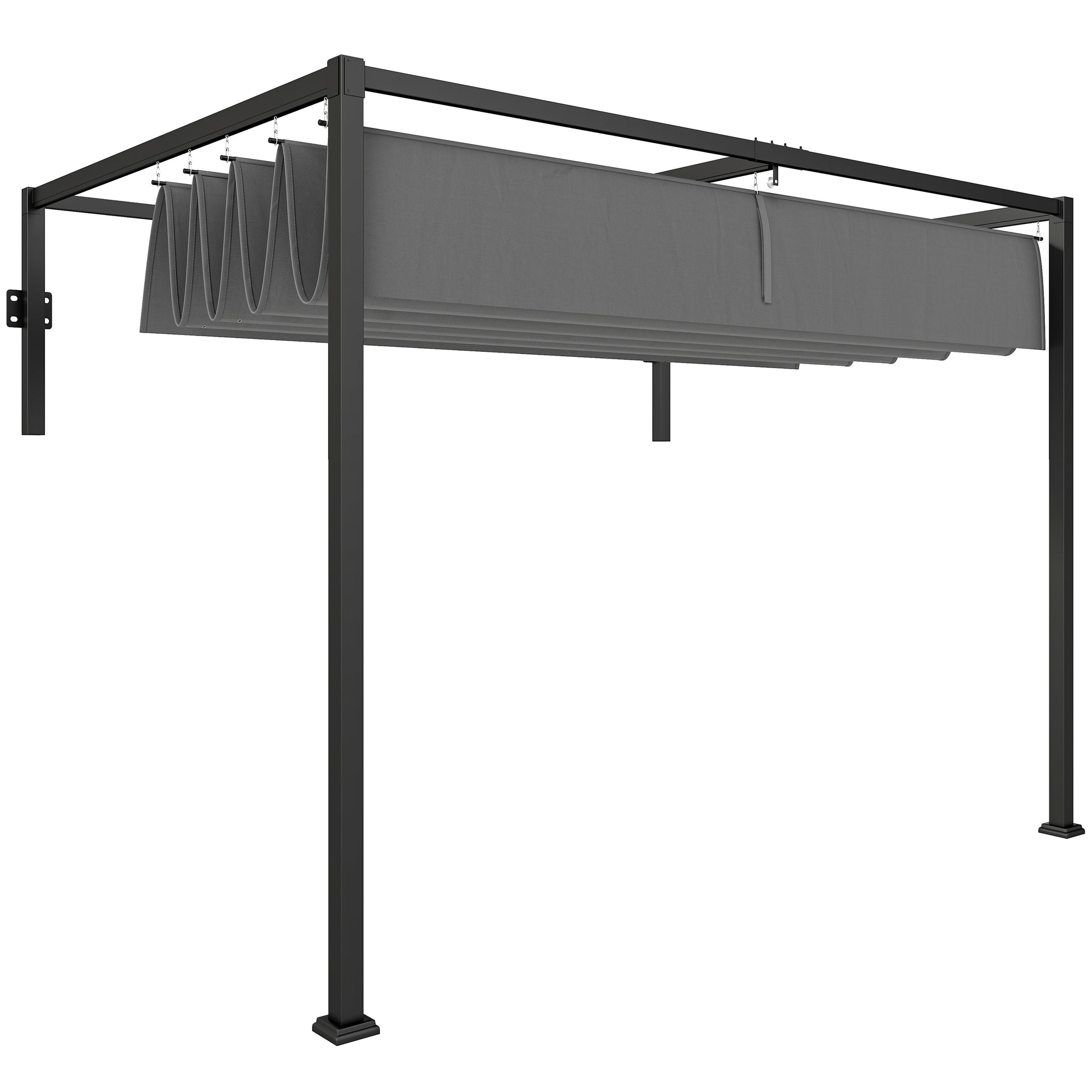 Pergola 10' x 7' Retractable Roof Dark Grey-DECOROLALA