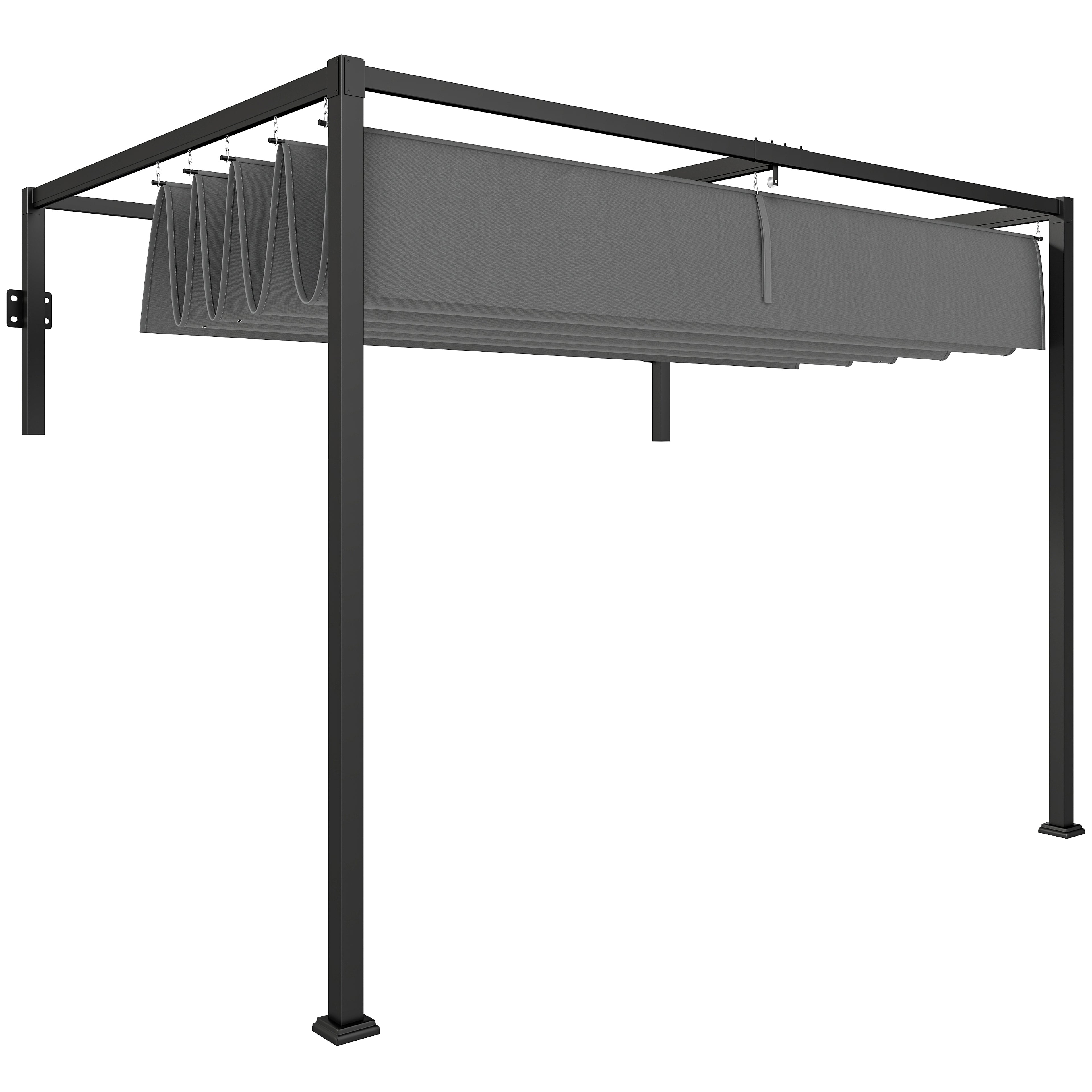 Pergola 10' x 7' Retractable Roof Dark Grey-DECOROLALA
