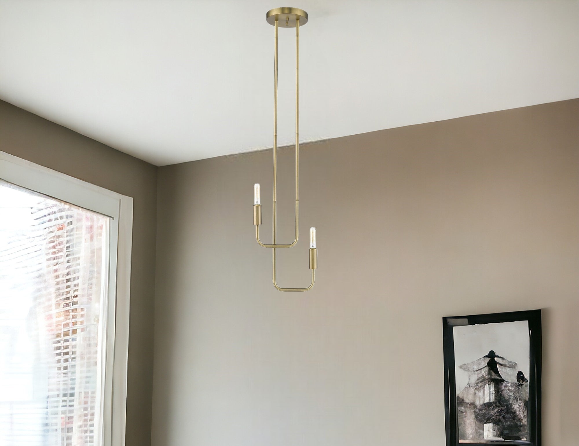 Perret 2-Light Aged Brass Pendant-Pendants-Hanging Lights-DECOROLALA