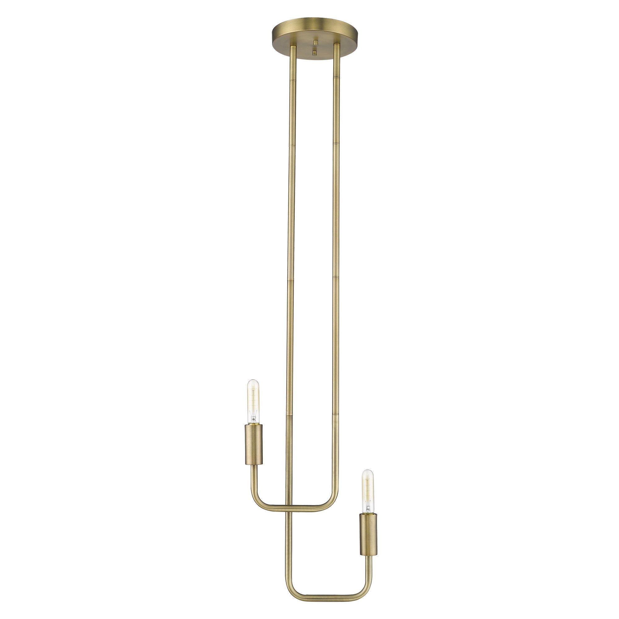 Perret 2-Light Aged Brass Pendant-Pendants-Hanging Lights-DECOROLALA