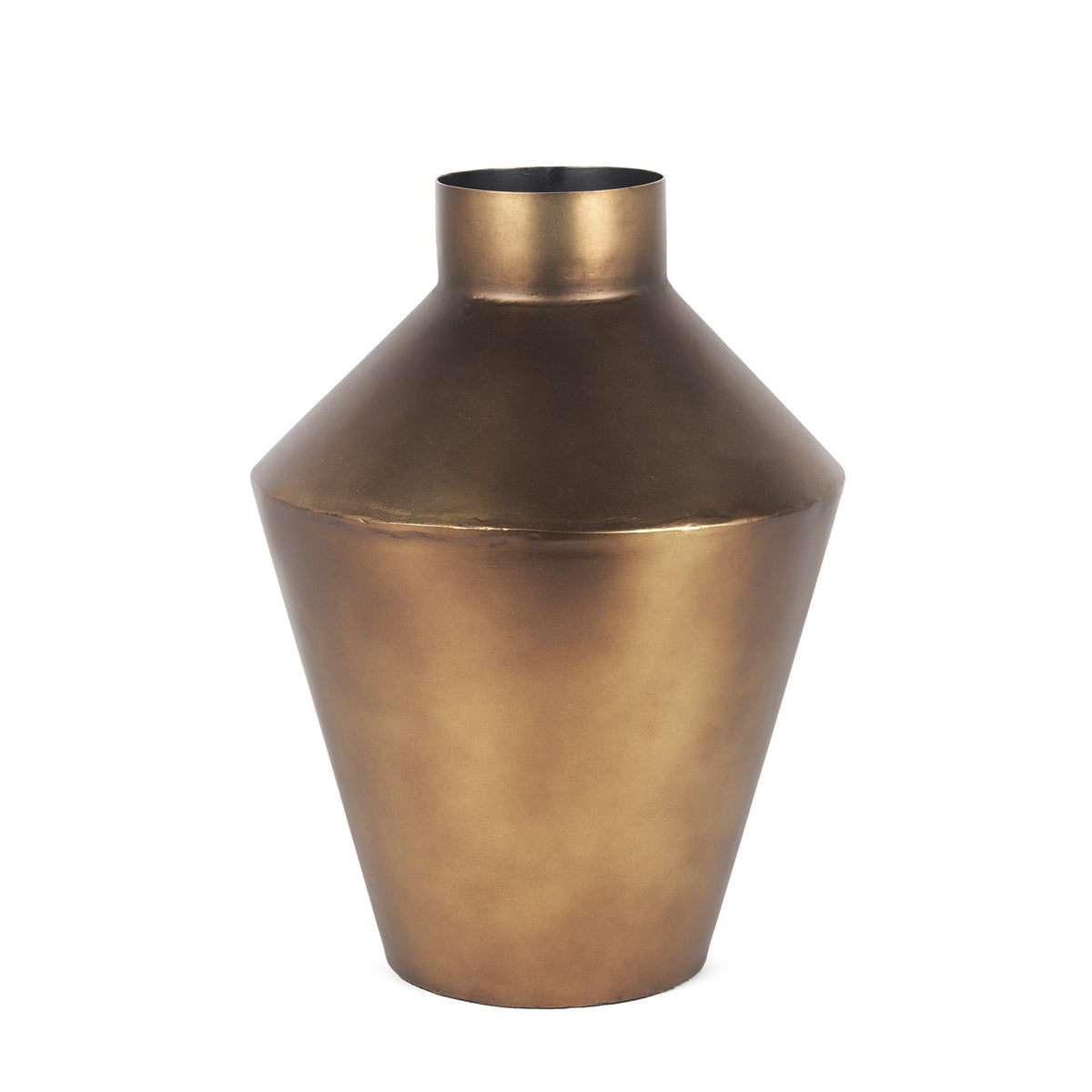 Perrin Small Brushed Gold Metal Decorative Vase-Vase-DECOROLALA
