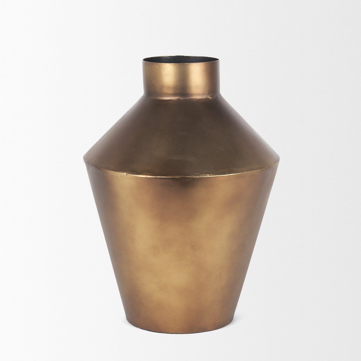 Perrin Small Brushed Gold Metal Decorative Vase-Vase-DECOROLALA