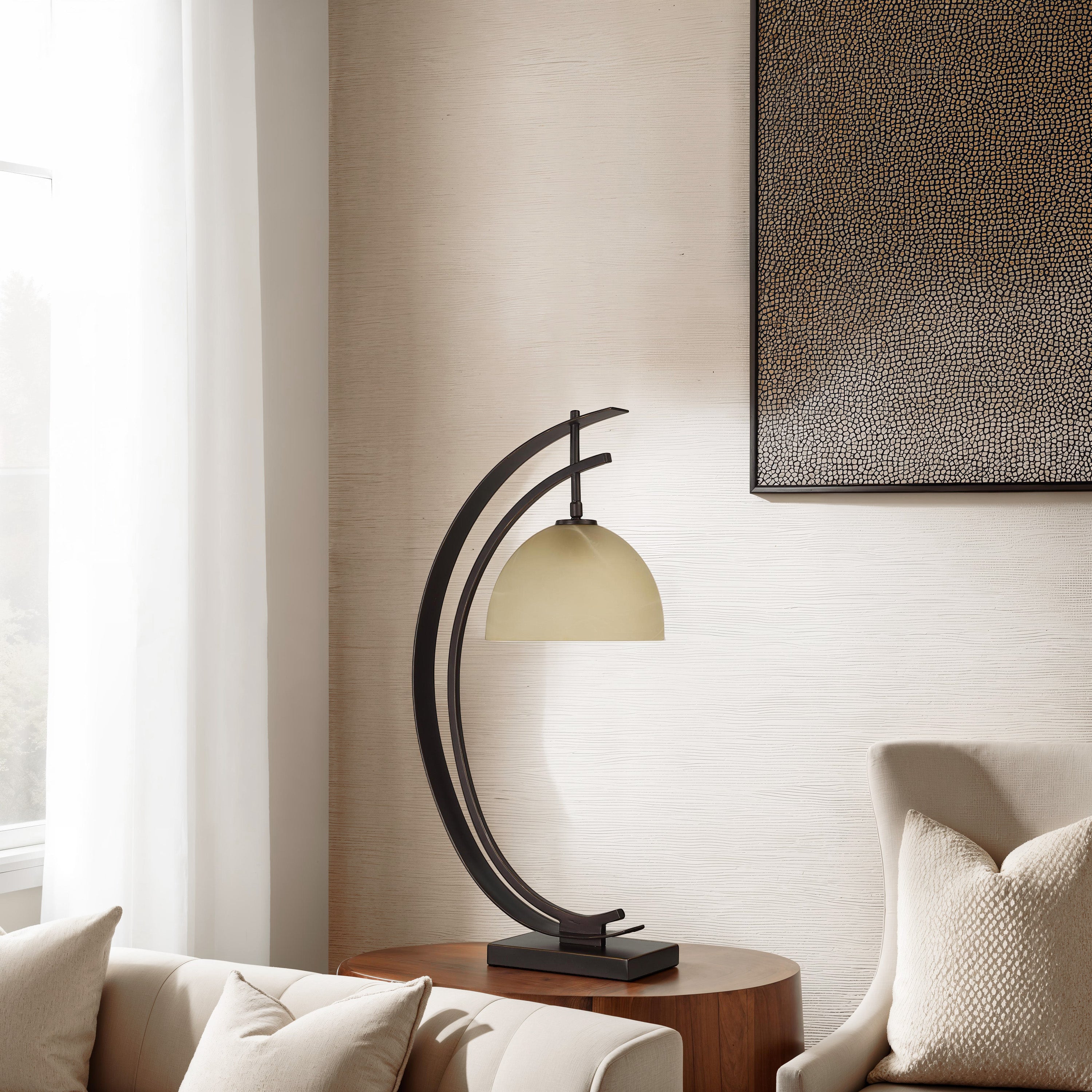 Pervinca 28.125" Table Lamp with Dome Shade, Brown-Table Lamp-DECOROLALA