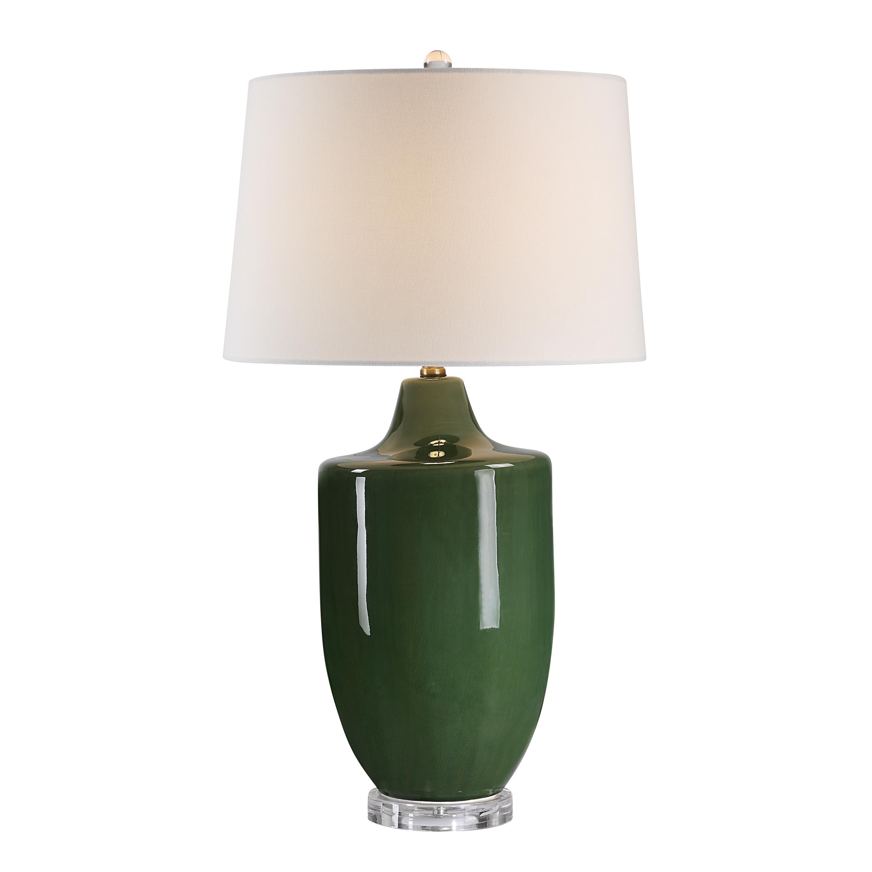 Pesca 30.75" Ceramic Table Lamp, Green-Table Lamp-DECOROLALA