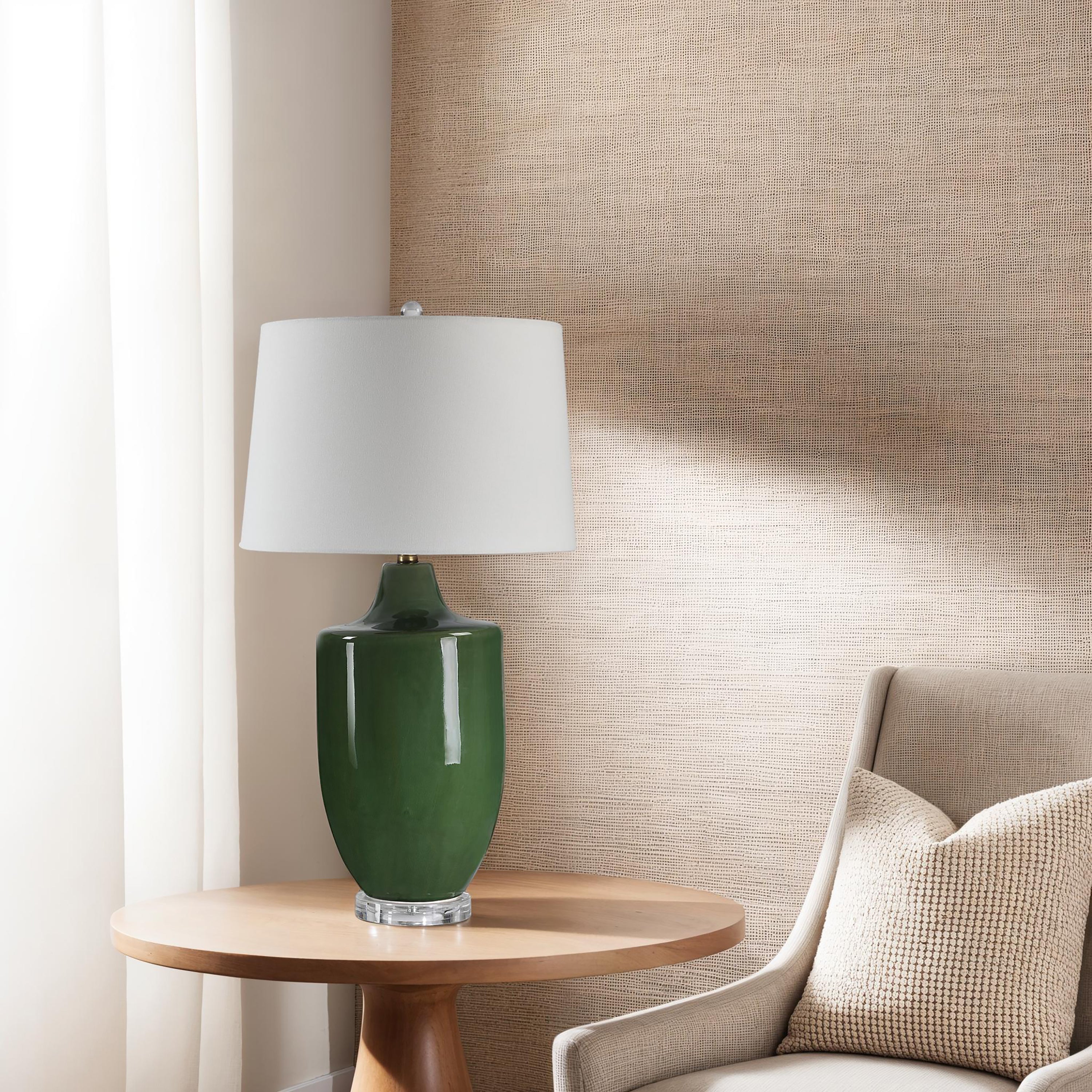 Pesca 30.75" Ceramic Table Lamp, Green-Table Lamp-DECOROLALA