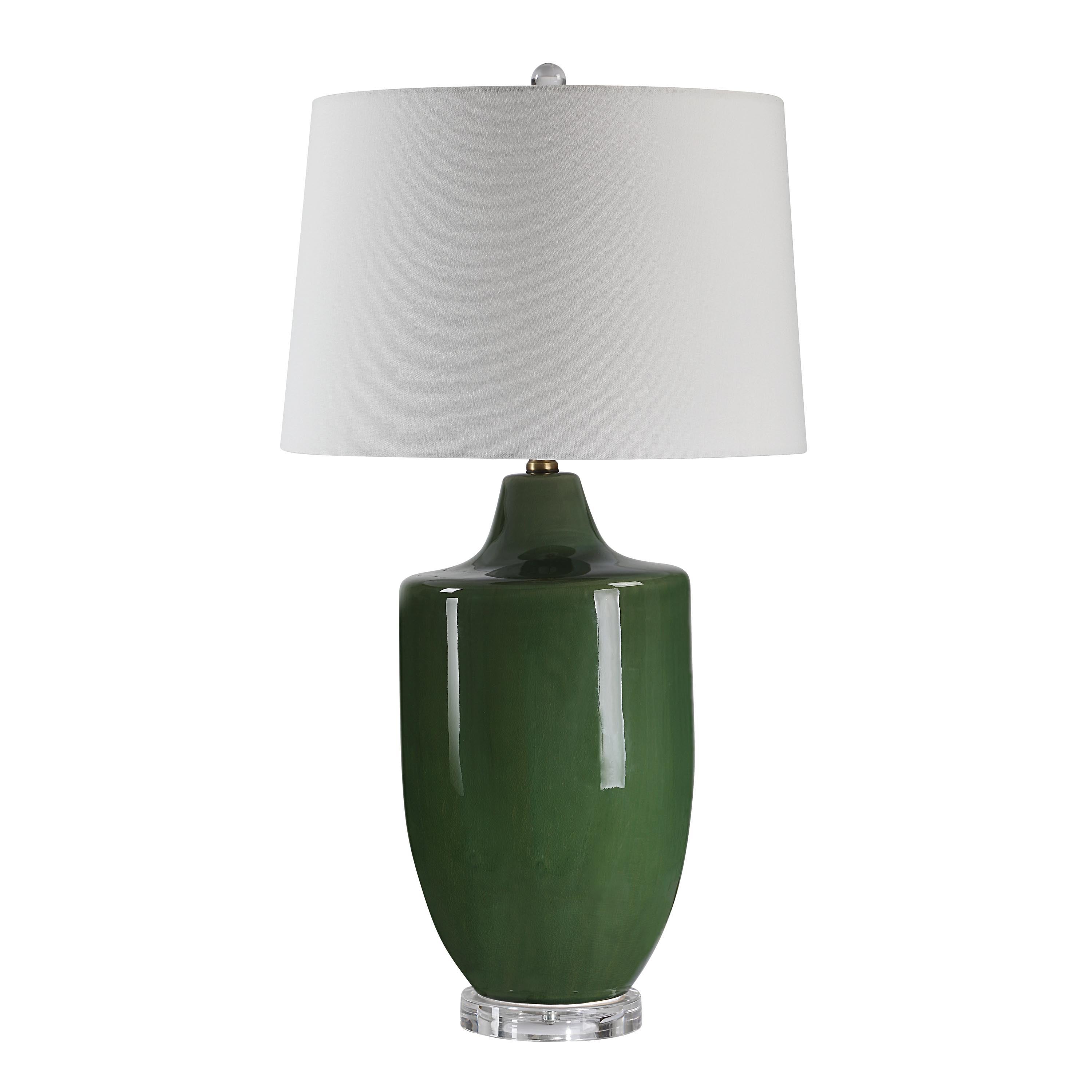Pesca 30.75" Ceramic Table Lamp, Green-Table Lamp-DECOROLALA