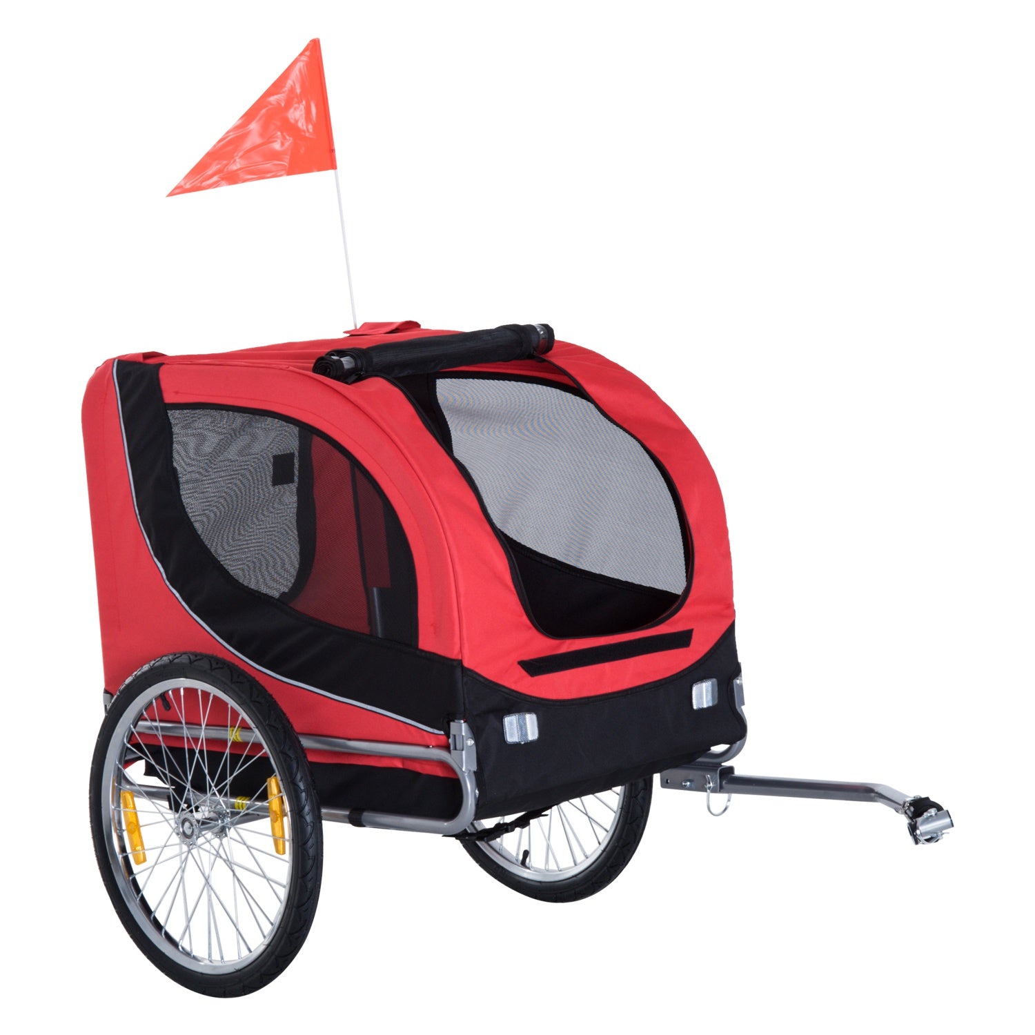 Pet Bike Trailer - Foldable Dog and Cat Carrier Red and Black-Dogs-DECOROLALA