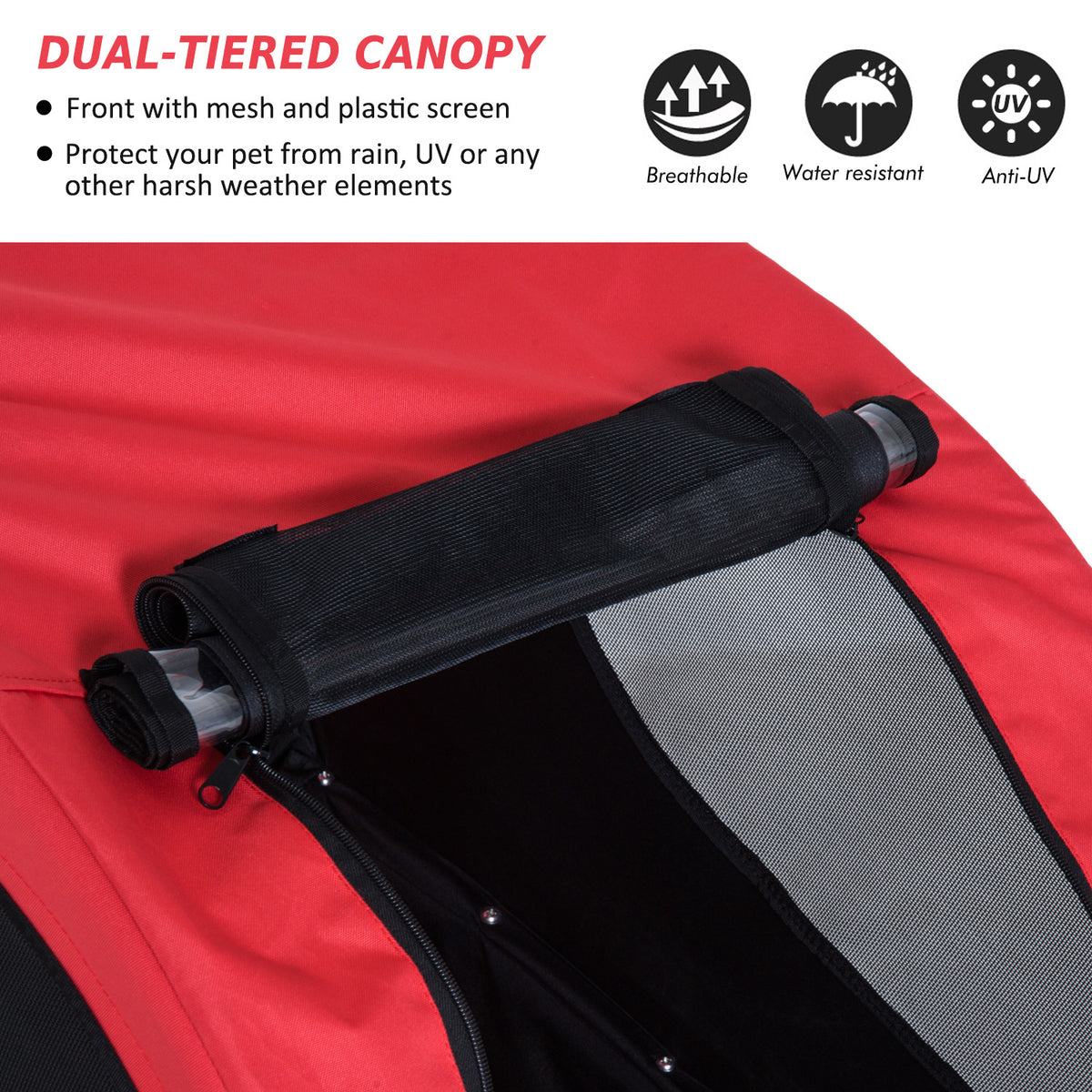 Pet Bike Trailer - Foldable Dog and Cat Carrier Red and Black-Dogs-DECOROLALA