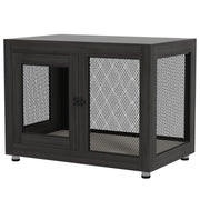 Pet Crate End Table - Black Dog Furniture with Cushion-DECOROLALA