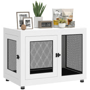 Pet Crate End Table with Cushion - White Large Dogs-DECOROLALA