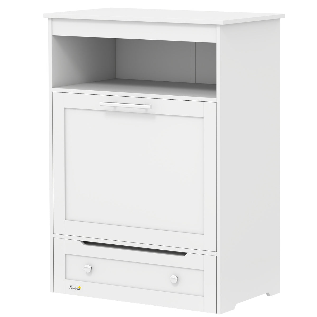 Pet Feeder Station Storage Cabinet with Raised Bowls - White-Dogs-DECOROLALA