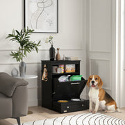 Pet Feeder Station Storage Cabinet with Raised Dog Bowls - Black-Dogs-DECOROLALA