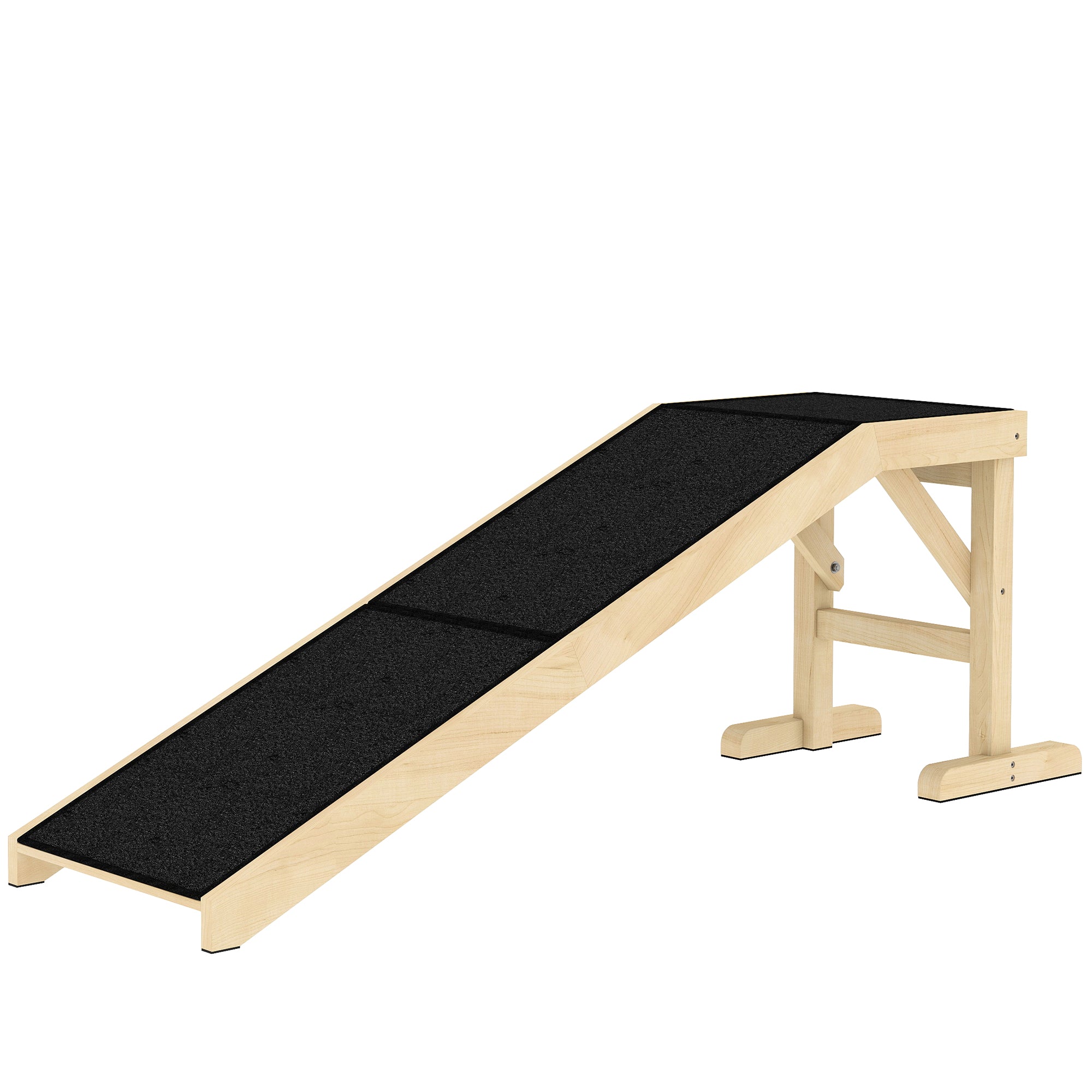 Pet Ramp Bed Steps for Dogs Cats Non-slip Carpet Top Platform Pine Wood 59"L x 16"W x 20"H Natural Wood-Dogs-DECOROLALA
