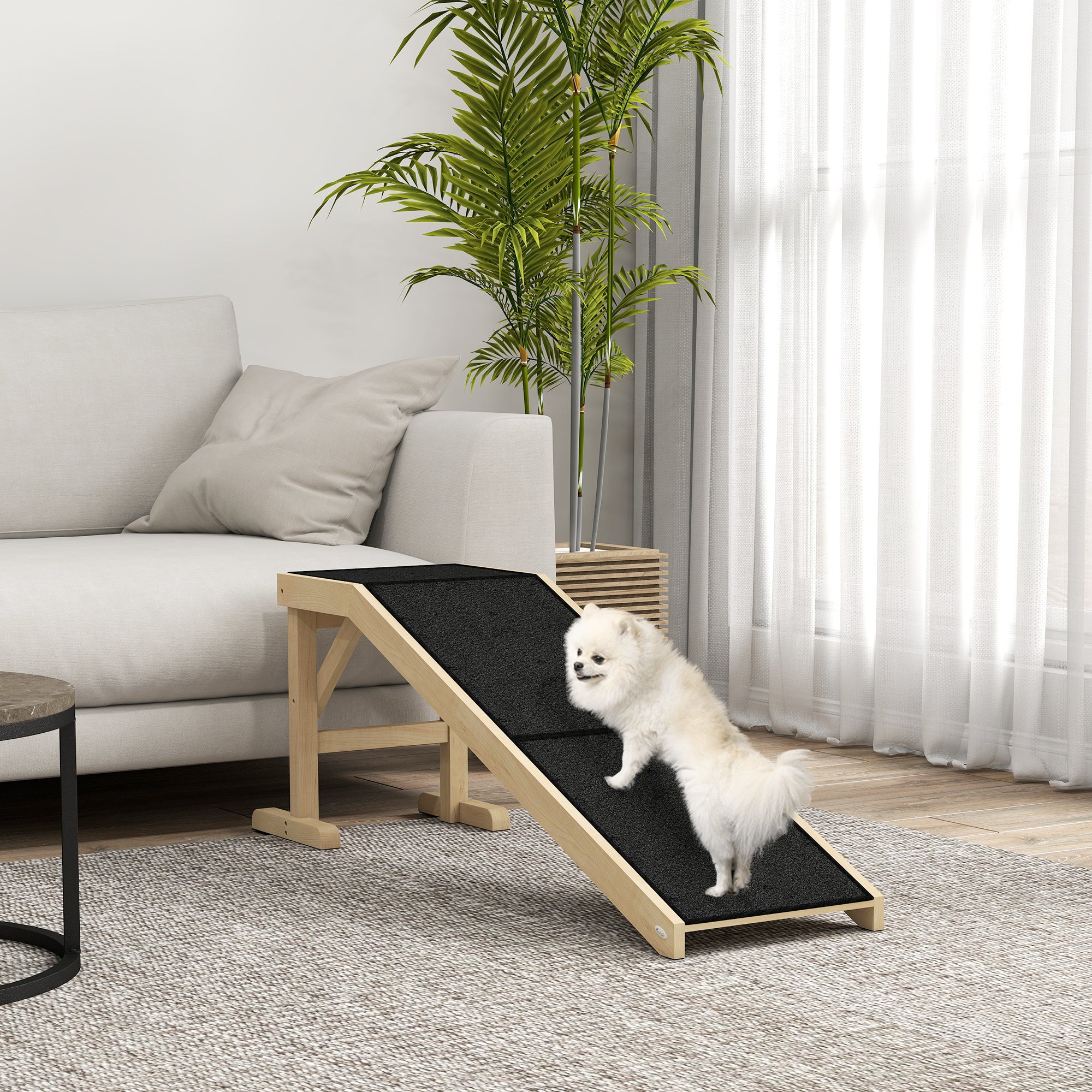 Pet Ramp for Dogs and Cats - Pine Wood 60"L Non-slip Natural-Dogs-DECOROLALA