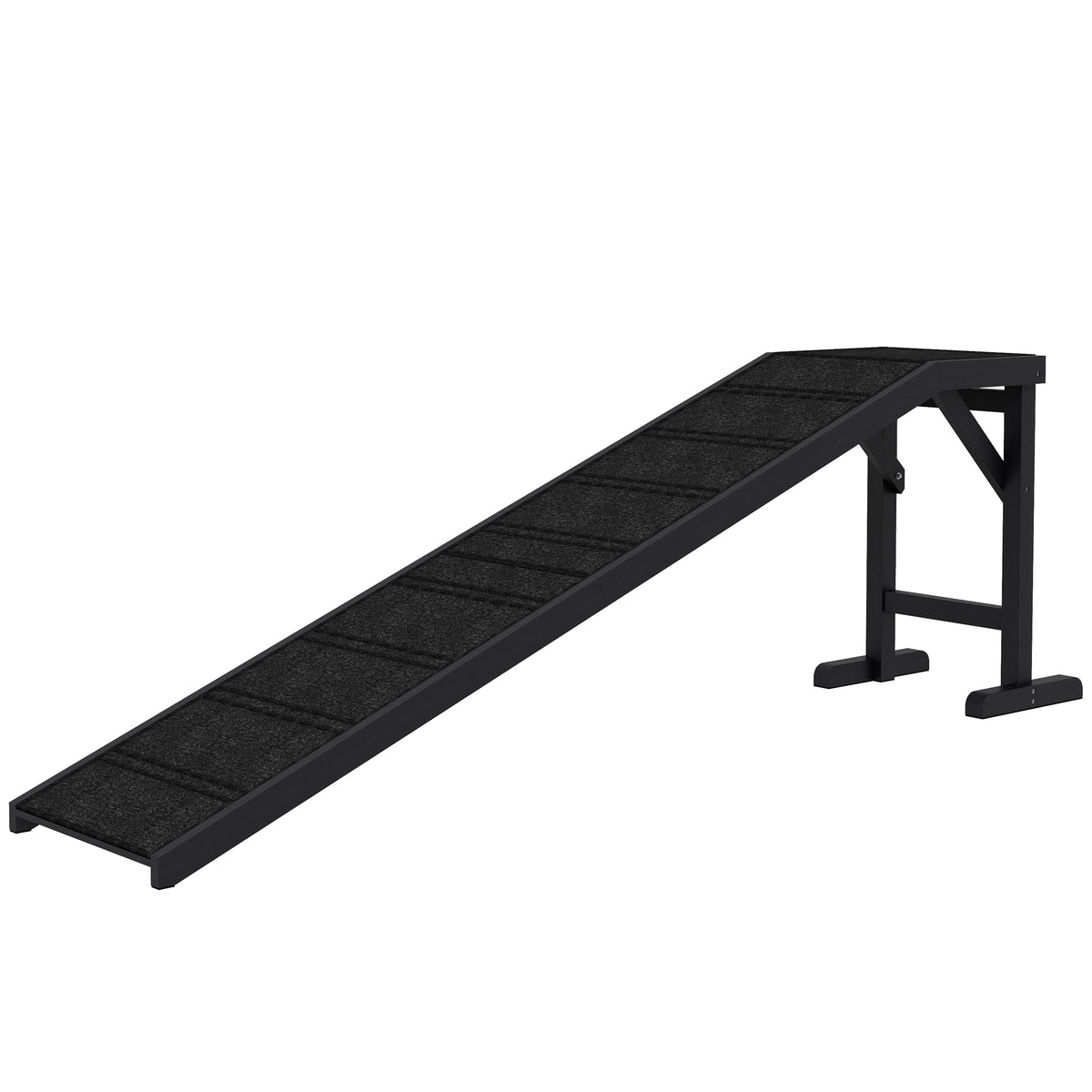Pet Ramp with Non-slip Carpet - Pine Wood 74"L x 16"W x 25"H Black-Dogs-DECOROLALA