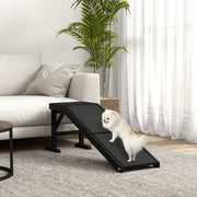 Pet Ramp with Platform - Pine Wood Dog Steps 60"L Black-Dogs-DECOROLALA