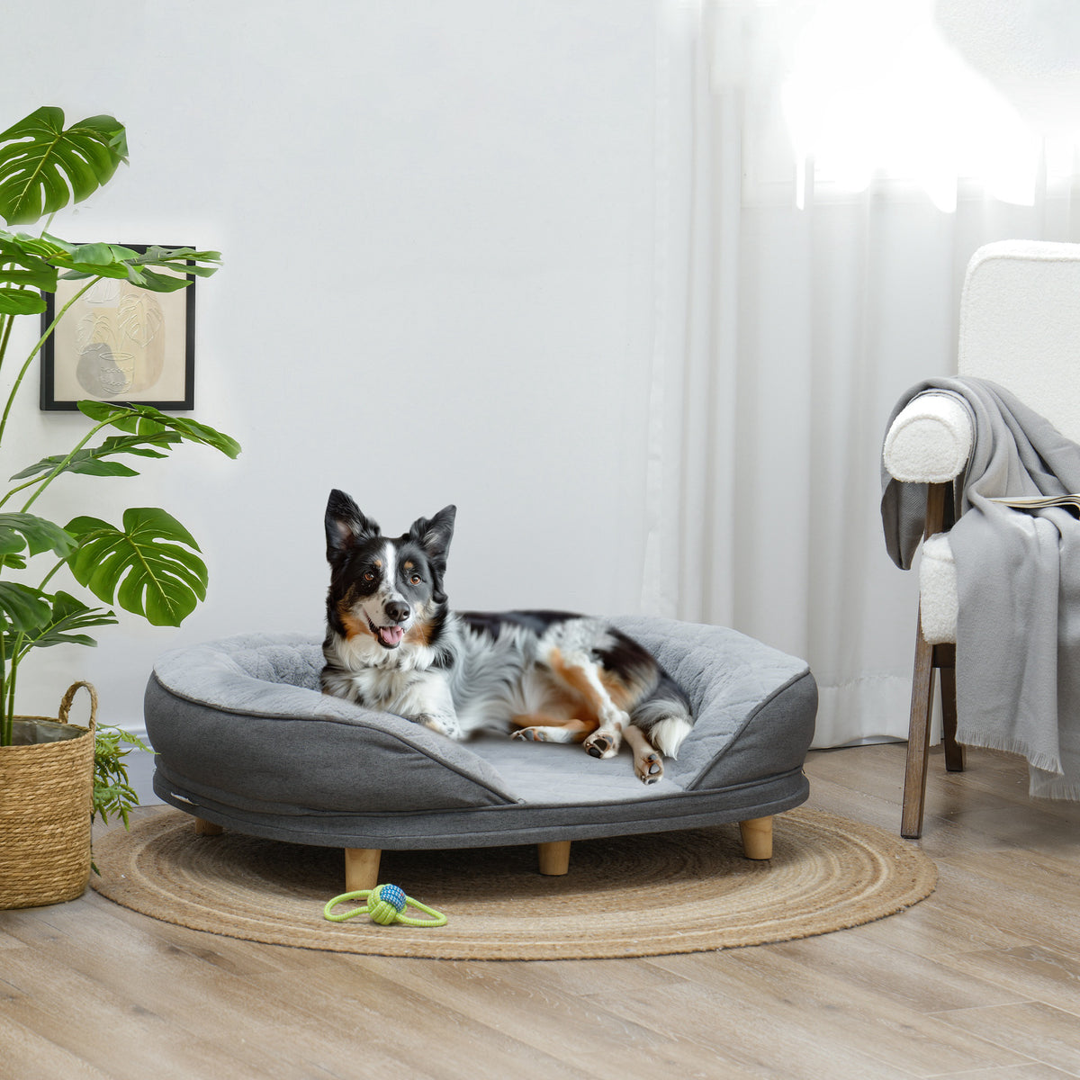 Pet Sofa Bed for Large Dogs - Grey Washable Elevated Bed-Dog Supplies-DECOROLALA