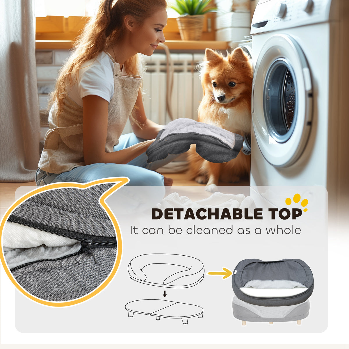 Pet Sofa Bed for Large Dogs - Grey Washable Elevated Bed-Dogs-DECOROLALA