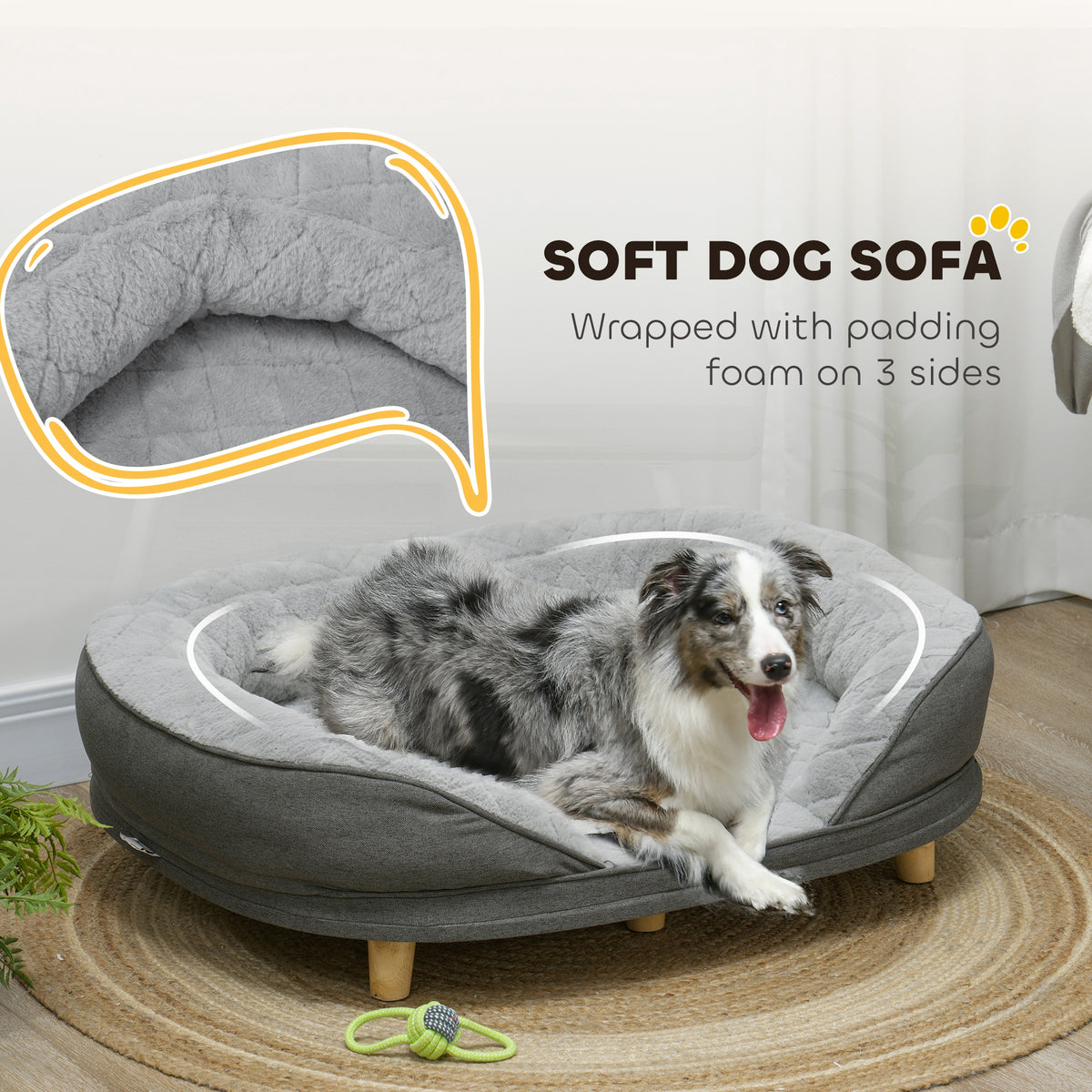 Pet Sofa Bed for Large Dogs - Grey Washable Elevated Bed-Dogs-DECOROLALA