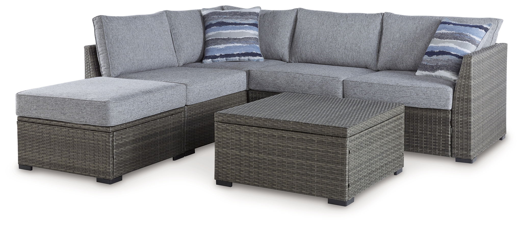 Petal Road Outdoor Sectional Set 4-Piece Gray-4 Piece Outdoor Sets-DECOROLALA