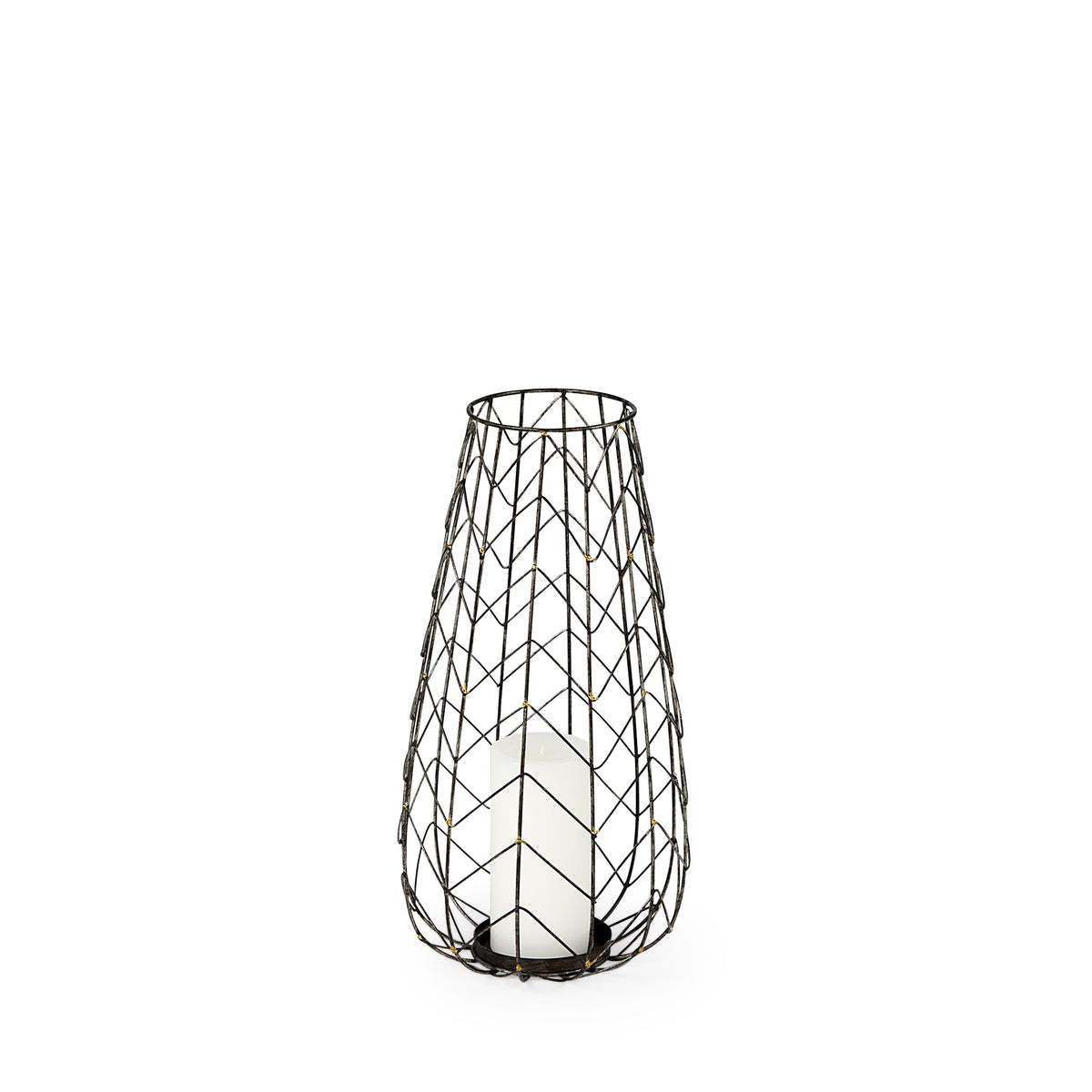 Petiole I Small Gold Toned Metal Table Candle Holder-Table Candle Holders-DECOROLALA