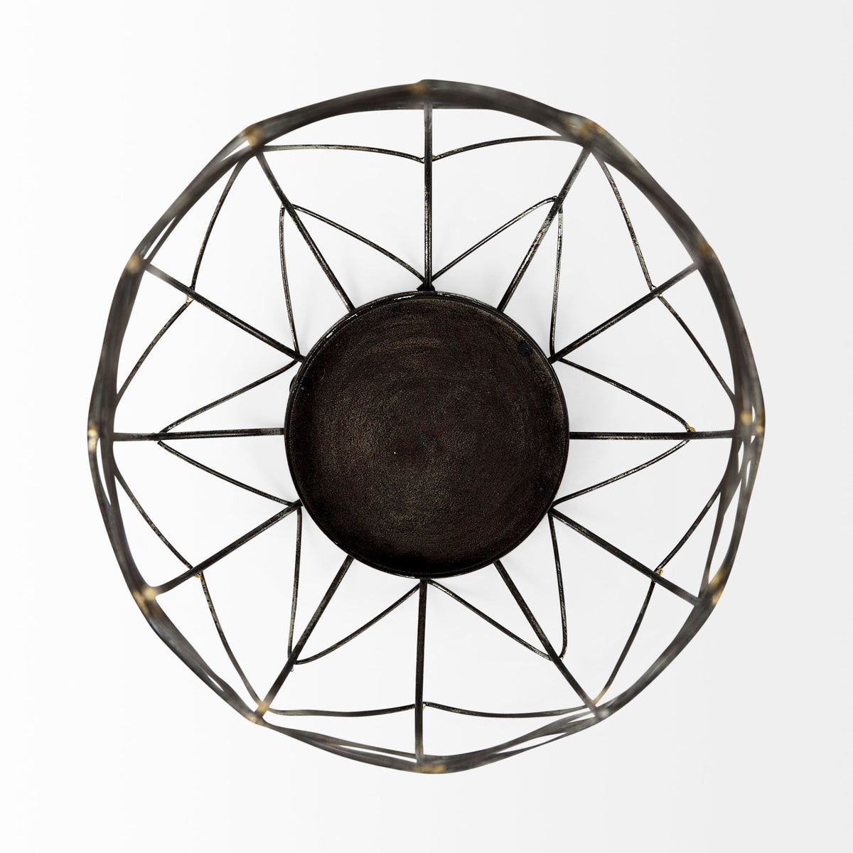Petiole I Small Gold Toned Metal Table Candle Holder-Table Candle Holders-DECOROLALA