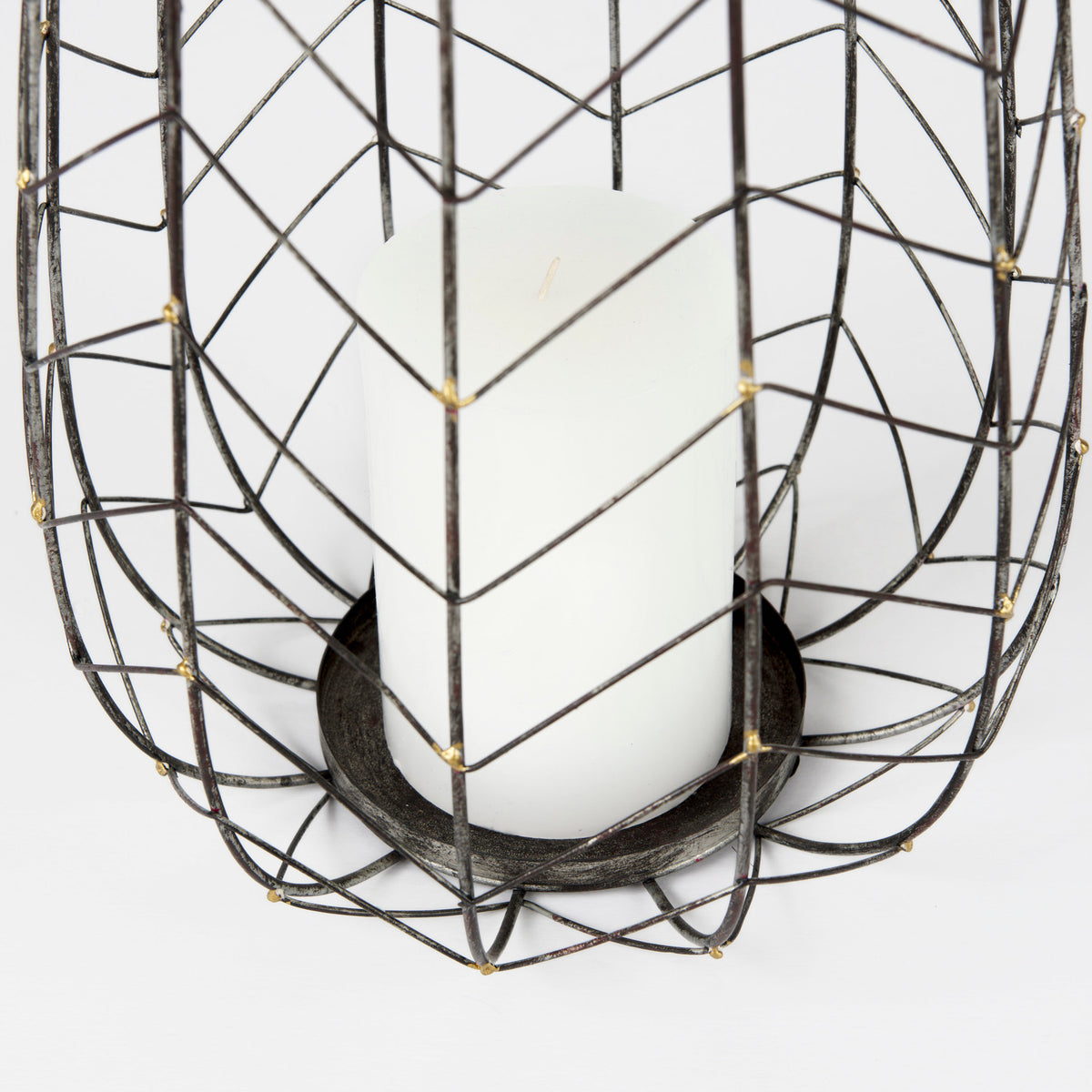 Petiole II Large Gold Toned Metal Table Candle Holder-Table Candle Holders-DECOROLALA