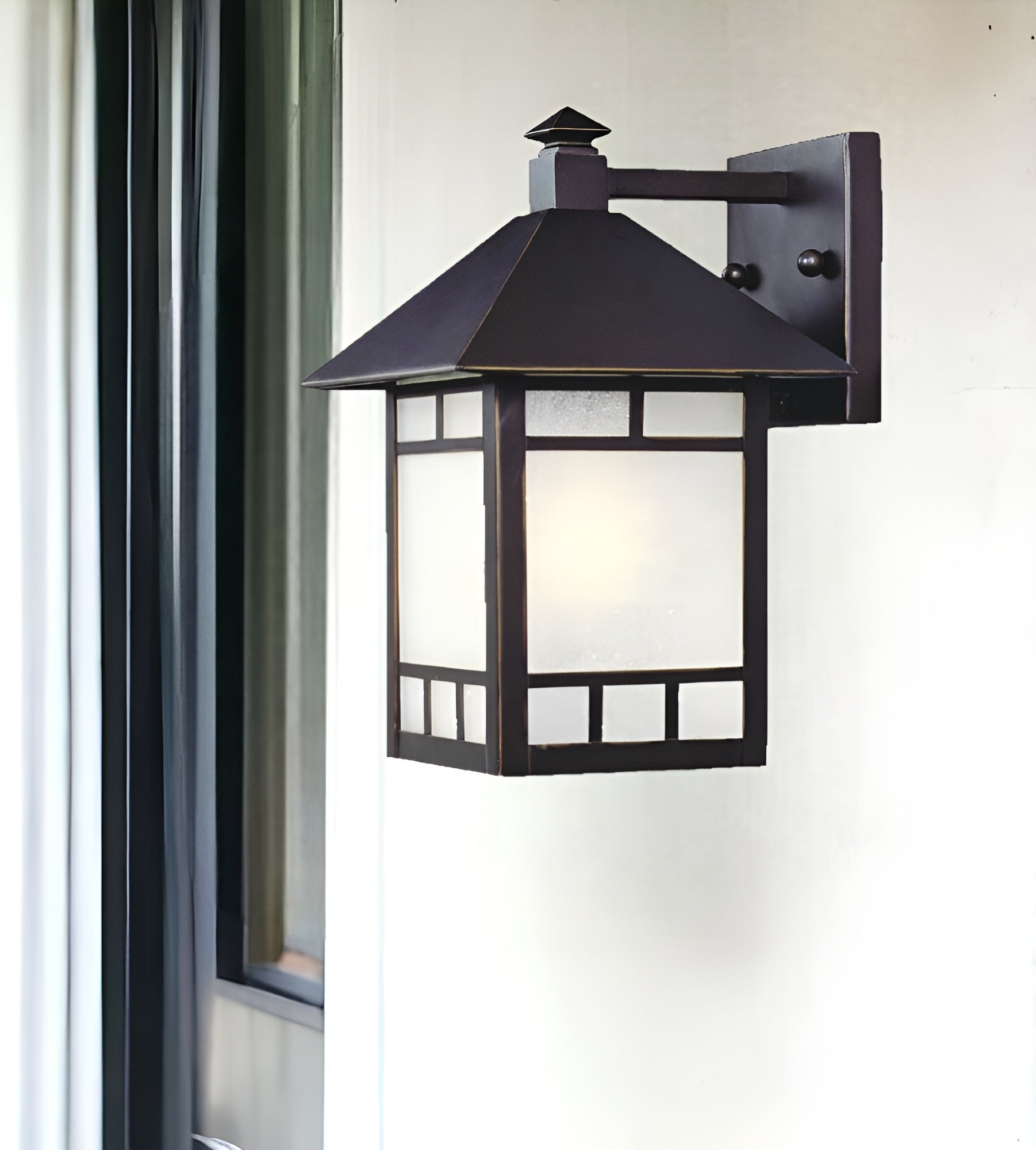 Petite Antique Bronze Frosted Glass Lantern Wall Light-Outdoor Lighting-DECOROLALA