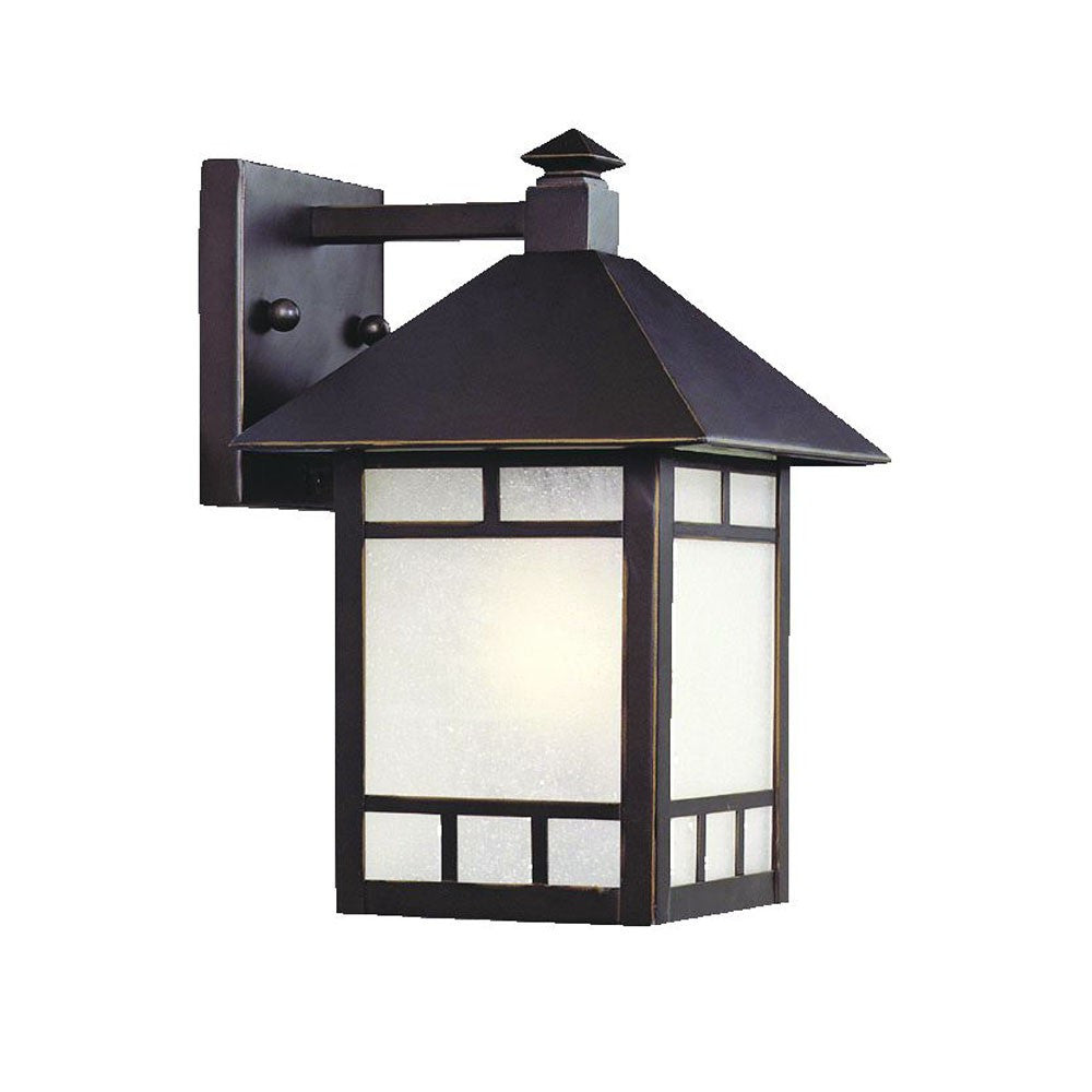 Petite Antique Bronze Frosted Glass Lantern Wall Light-Outdoor Lighting-DECOROLALA