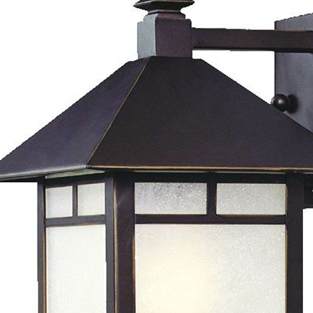 Petite Antique Bronze Frosted Glass Lantern Wall Light-Outdoor Lighting-DECOROLALA