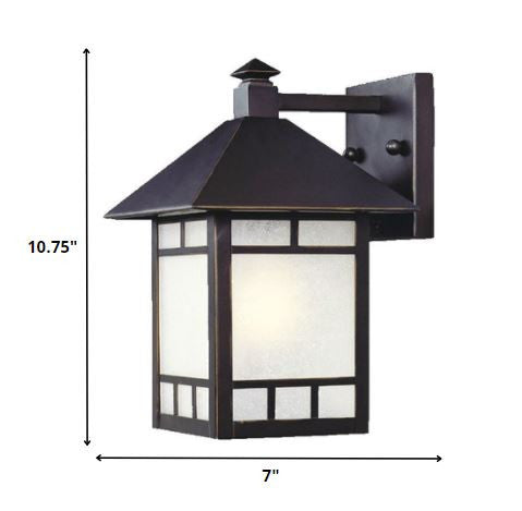 Petite Antique Bronze Frosted Glass Lantern Wall Light-Outdoor Lighting-DECOROLALA