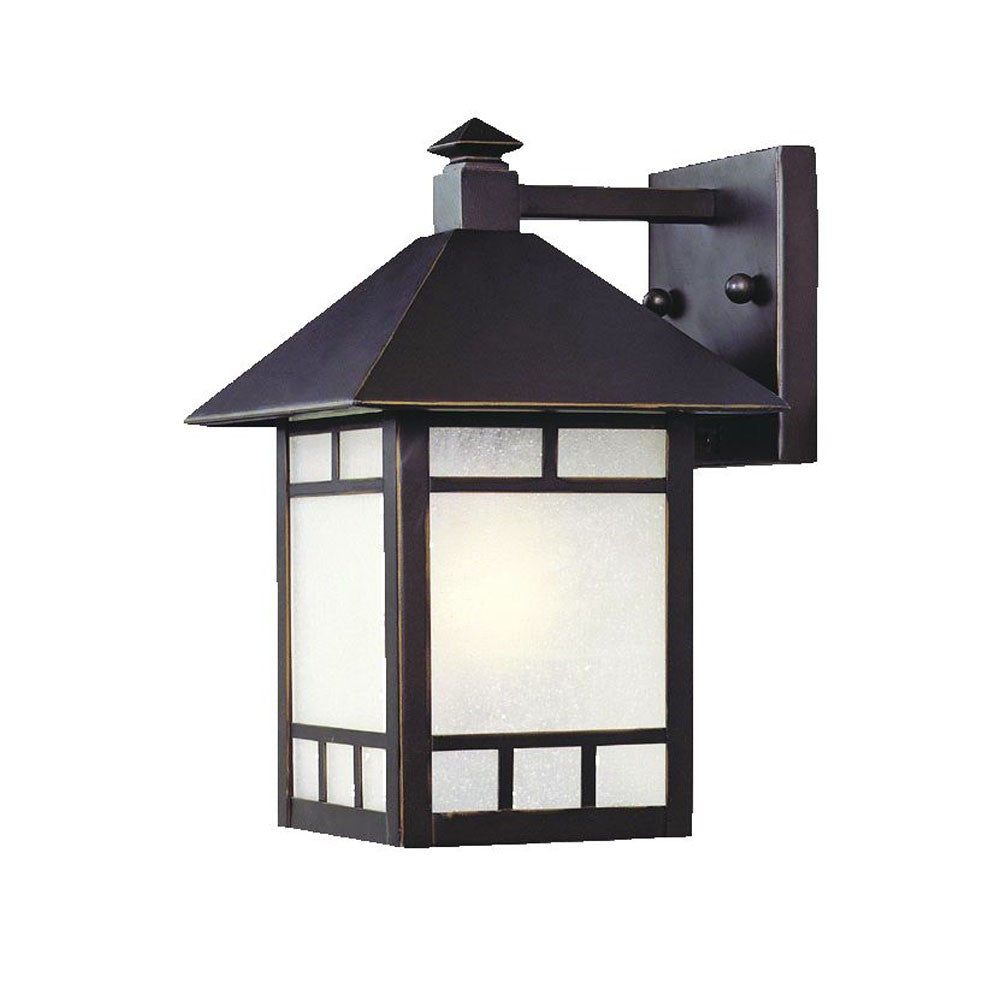 Petite Antique Bronze Frosted Glass Lantern Wall Light-Outdoor Lighting-DECOROLALA
