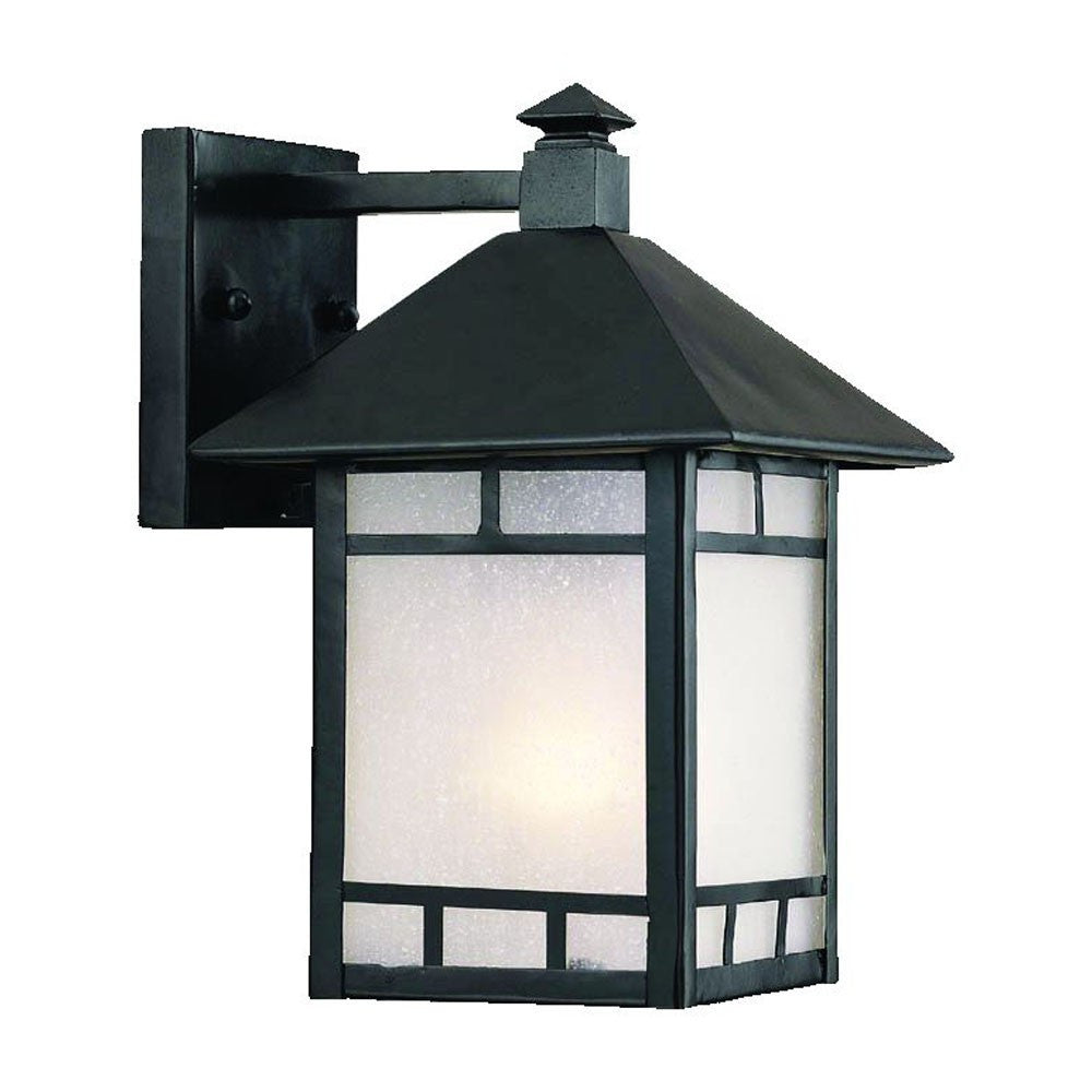 Petite Matte Black Frosted Glass Lantern Wall Light-Outdoor Lighting-DECOROLALA