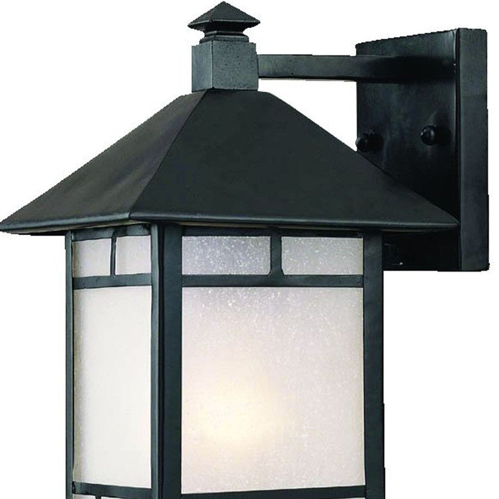 Petite Matte Black Frosted Glass Lantern Wall Light-Outdoor Lighting-DECOROLALA