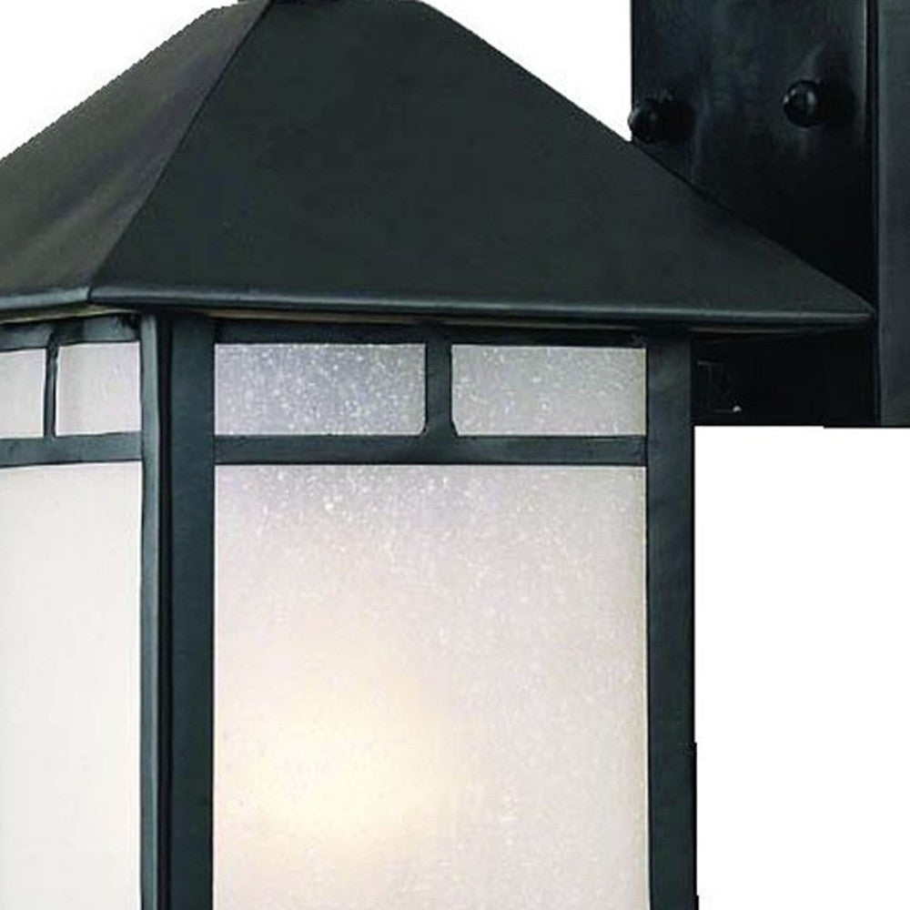 Petite Matte Black Frosted Glass Lantern Wall Light-Outdoor Lighting-DECOROLALA