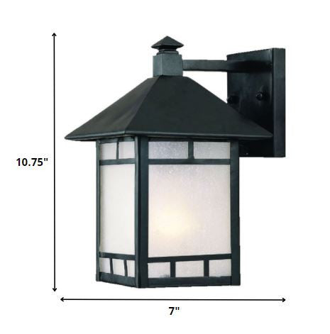 Petite Matte Black Frosted Glass Lantern Wall Light-Outdoor Lighting-DECOROLALA