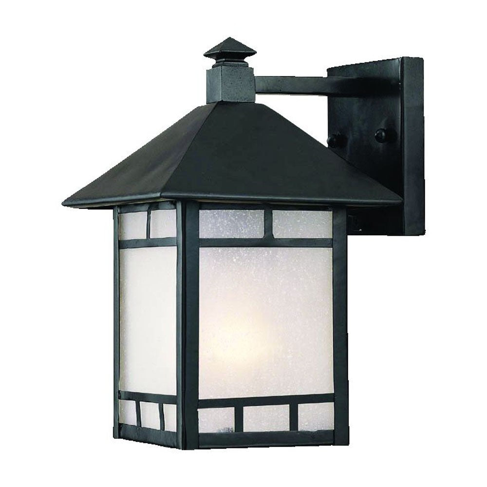 Petite Matte Black Frosted Glass Lantern Wall Light-Outdoor Lighting-DECOROLALA