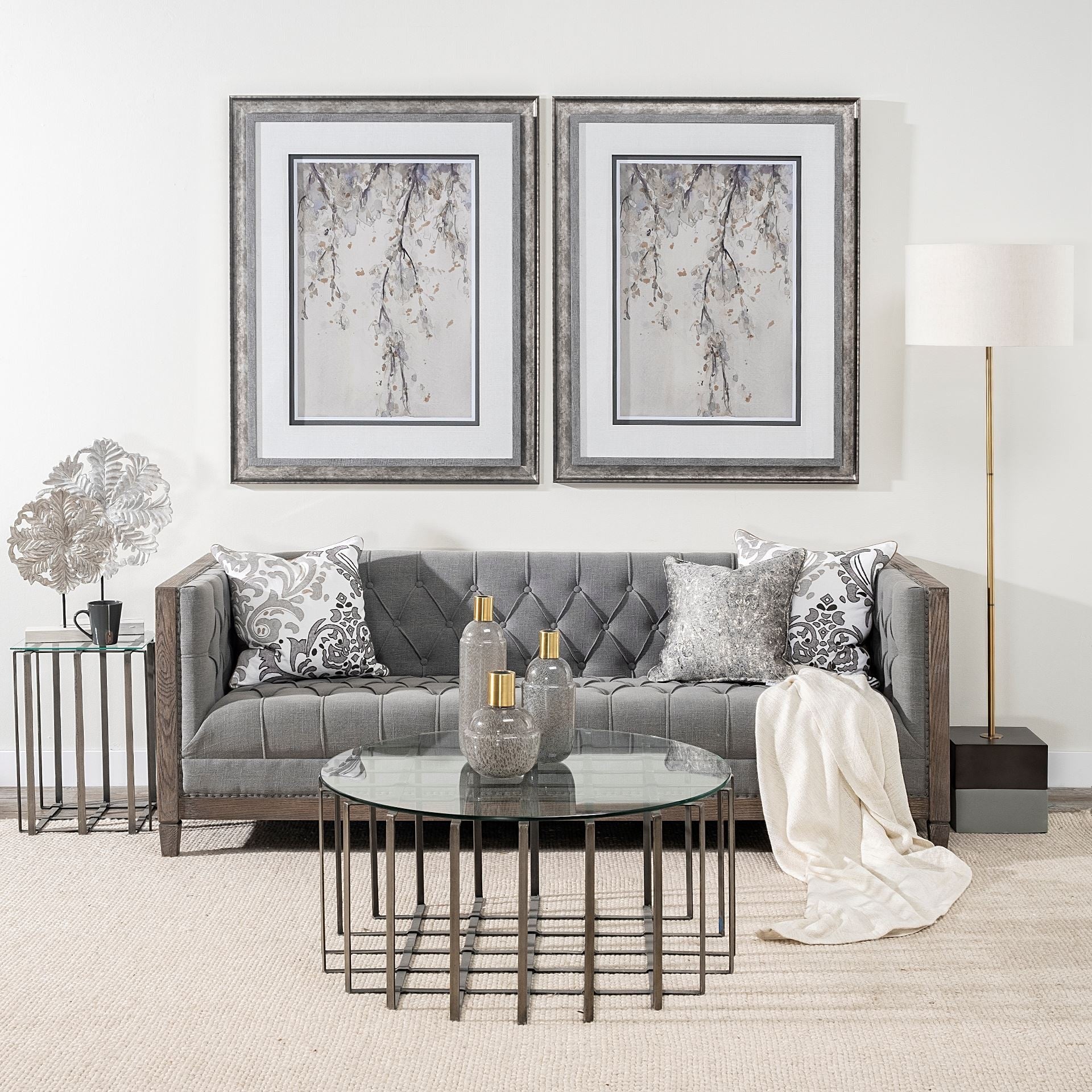 Petite Wood And Metal Floral Decor Piece-Sculptures-DECOROLALA