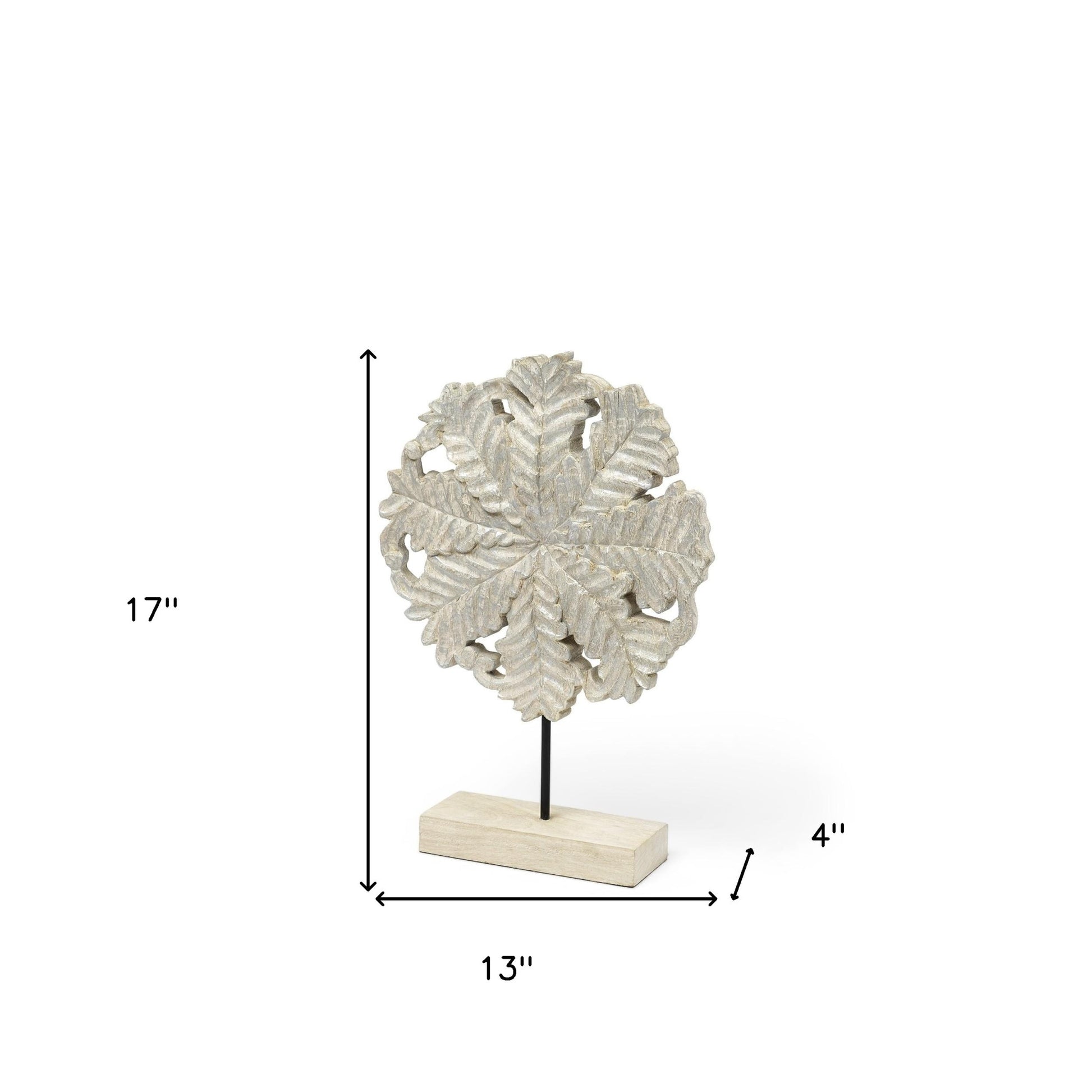 Petite Wood And Metal Floral Decor Piece-Sculptures-DECOROLALA