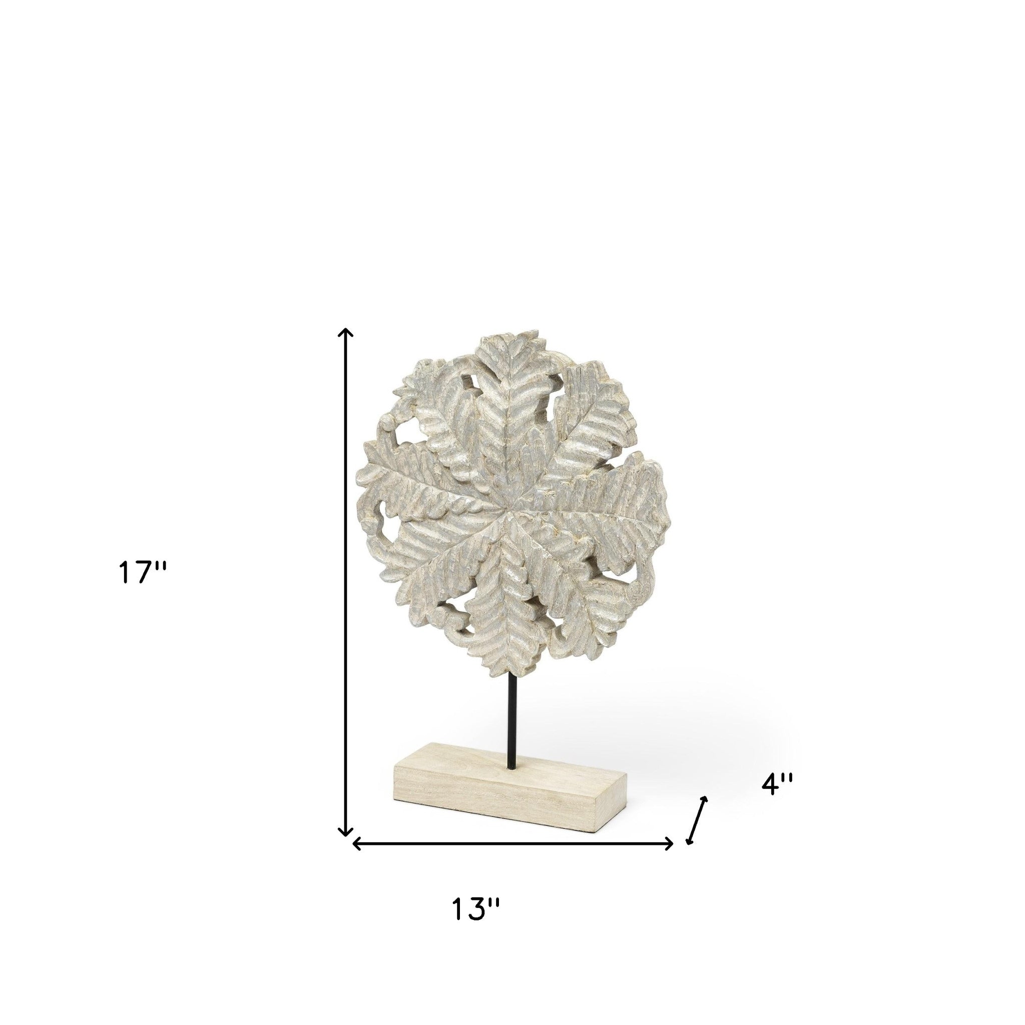 Petite Wood And Metal Floral Decor Piece-Sculptures-DECOROLALA
