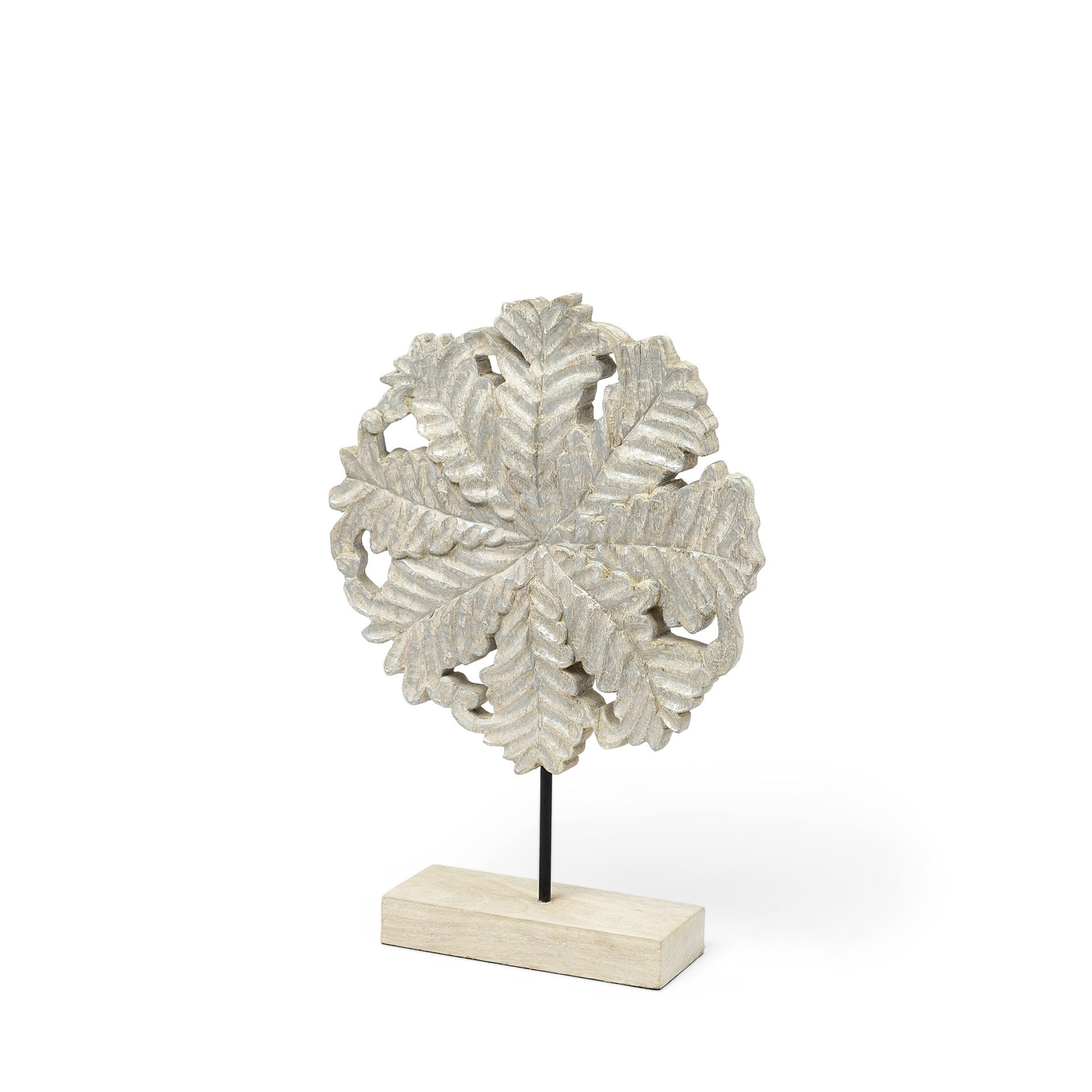 Petite Wood And Metal Floral Decor Piece-Sculptures-DECOROLALA