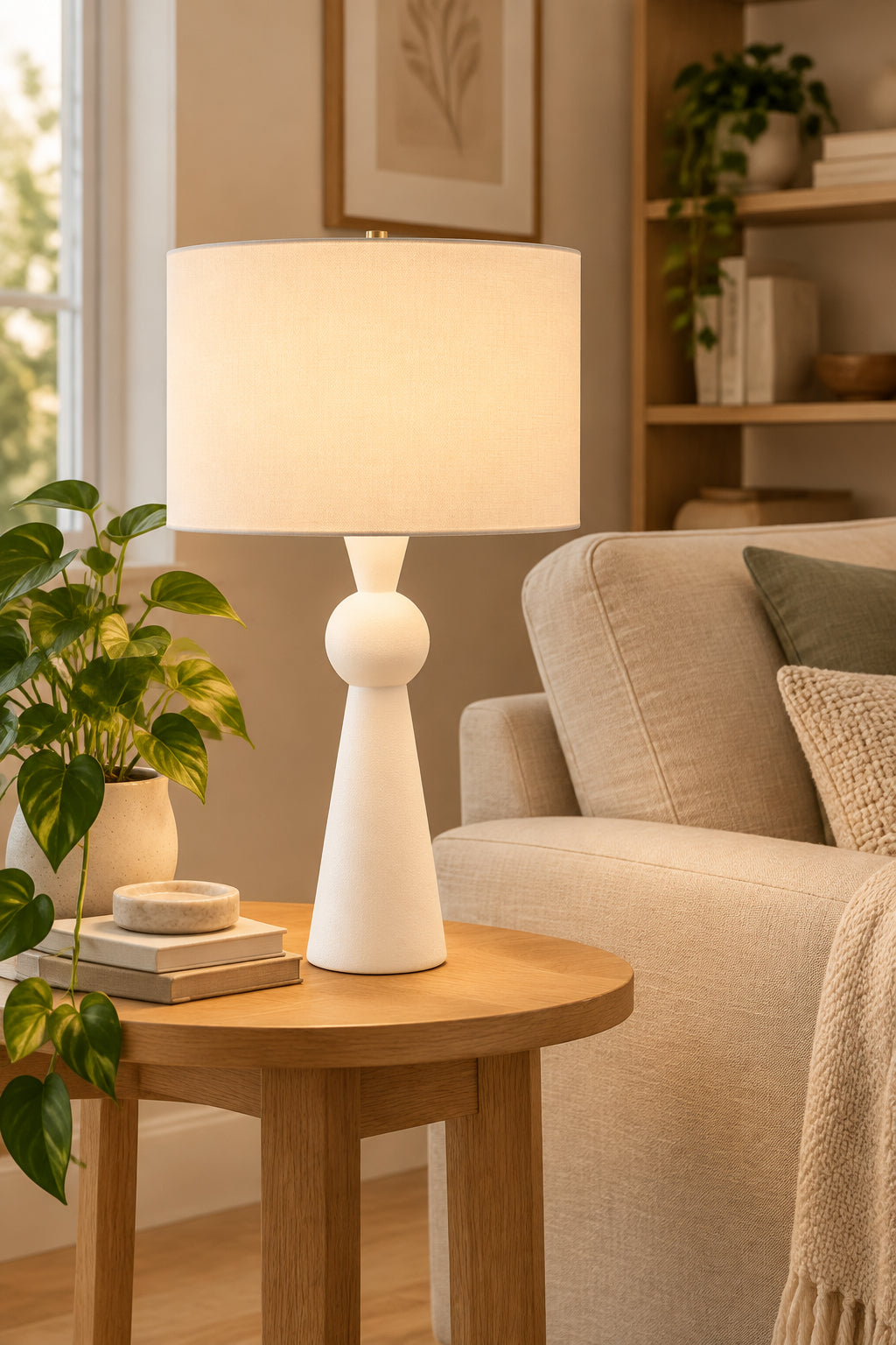 Petra 26" Height Table Lamp, White-Table Lamps-DECOROLALA
