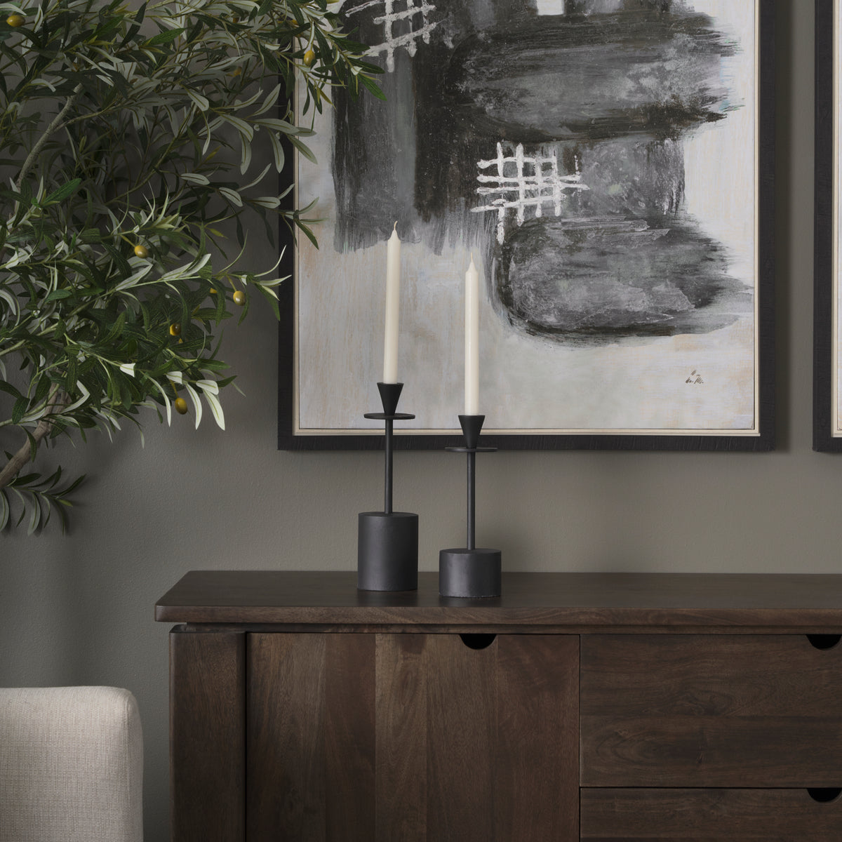 Petria Textured Metal Taper Candle Holders-Table Candle Holders-DECOROLALA