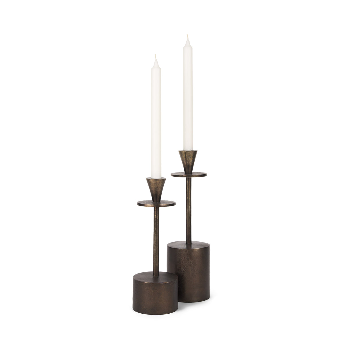 Petria Textured Metal Taper Candle Holders-Table Candle Holders-DECOROLALA