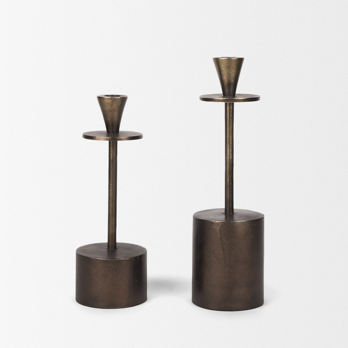 Petria Textured Metal Taper Candle Holders-Table Candle Holders-DECOROLALA