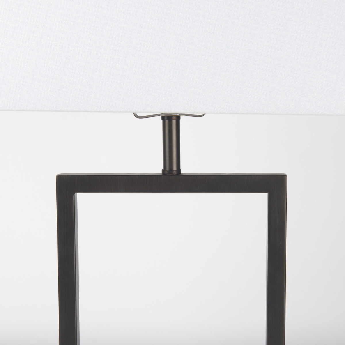 Peyton 14.0L x 9.0W x 26.2H Black Metal W/Marble Cube and White Shade Table Lamp-Table Lamps-DECOROLALA