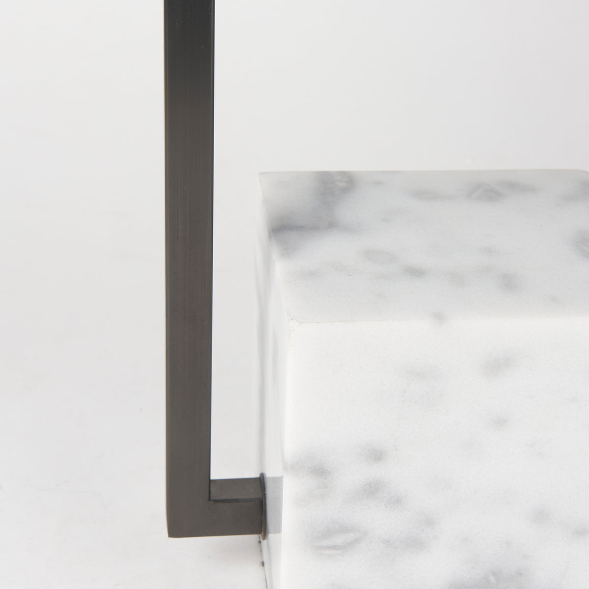 Peyton 14.0L x 9.0W x 26.2H Black Metal W/Marble Cube and White Shade Table Lamp-Table Lamps-DECOROLALA