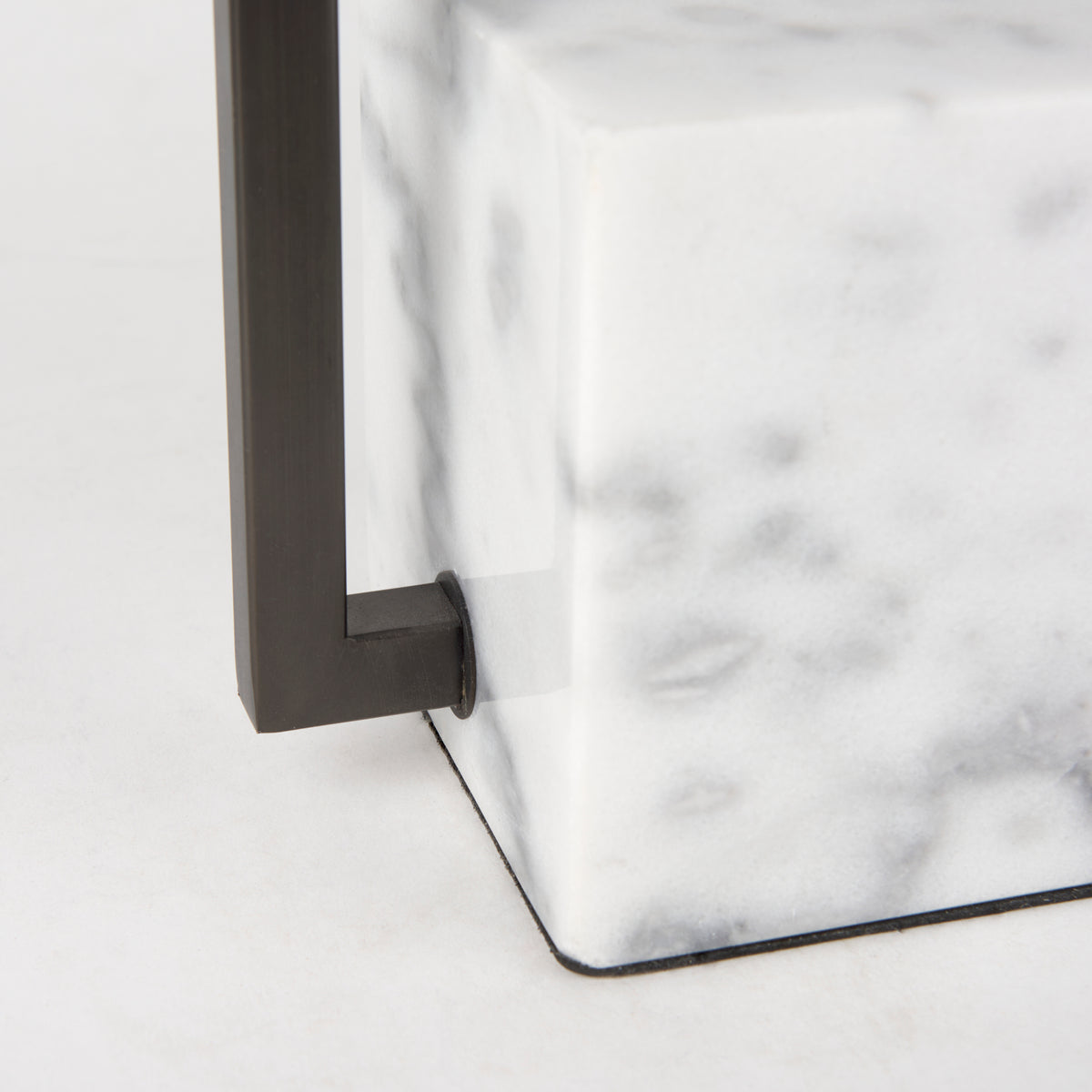 Peyton 14.0L x 9.0W x 26.2H Black Metal W/Marble Cube and White Shade Table Lamp-Table Lamps-DECOROLALA